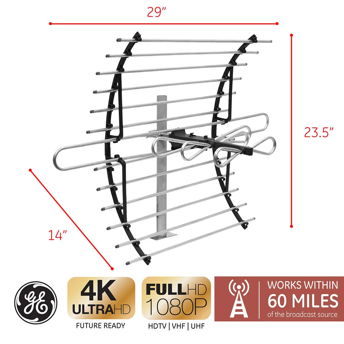 GE Pro Attic Mount HD Antenna, Gray - Image 6