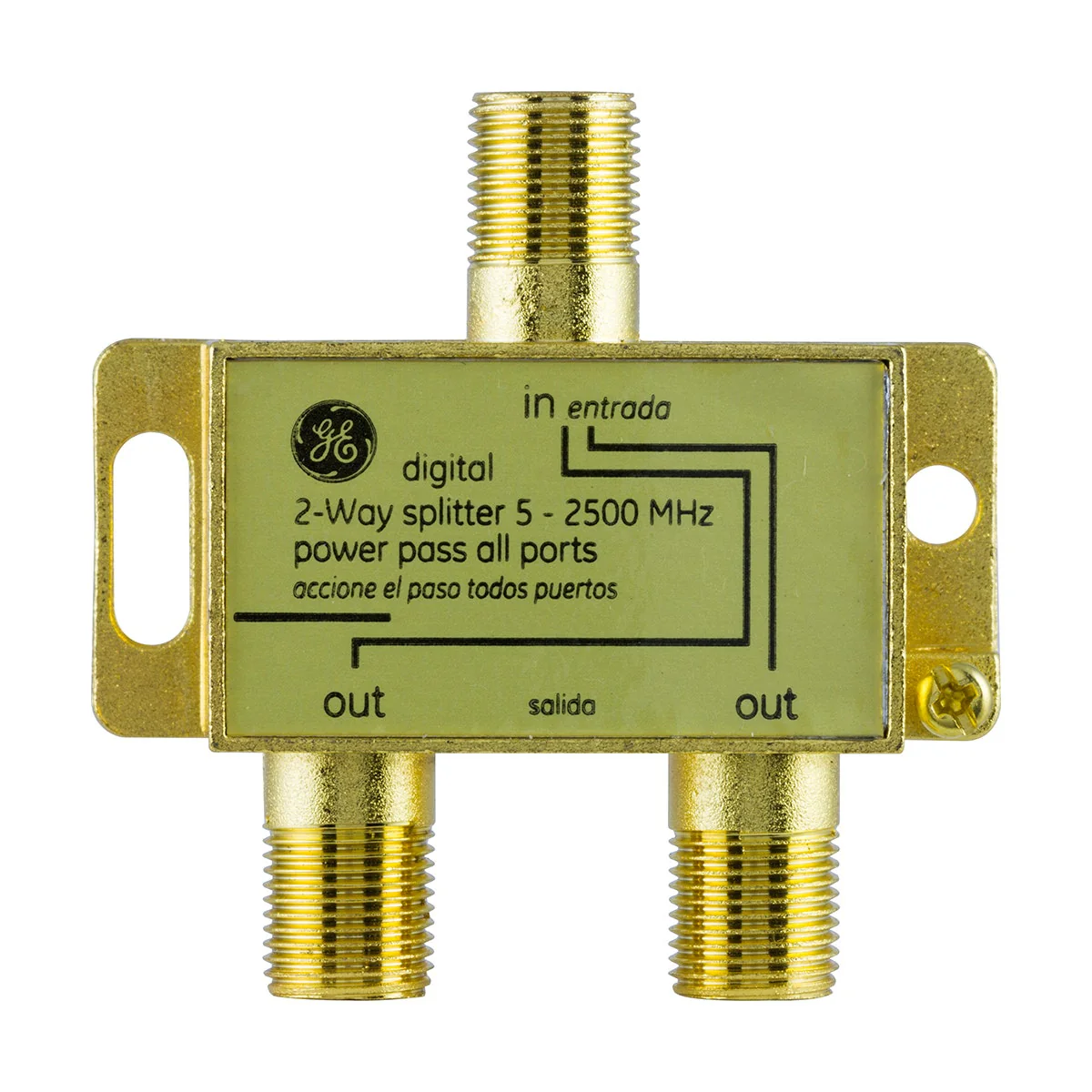 GE Pro Digital 2-Way Coaxial Splitter, Gold - Image 5