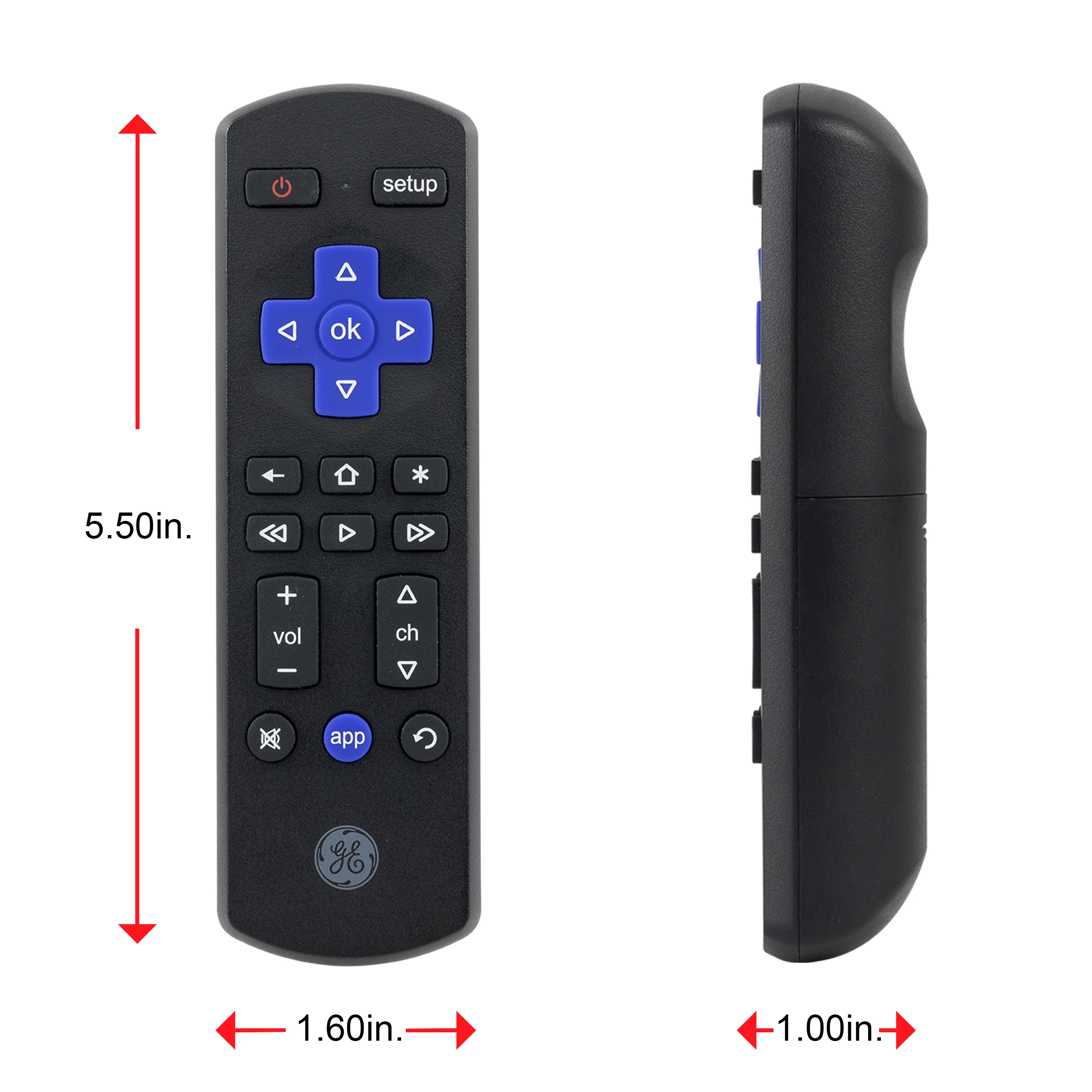 GE Roku TV Replacement Remote, Black - Image 4