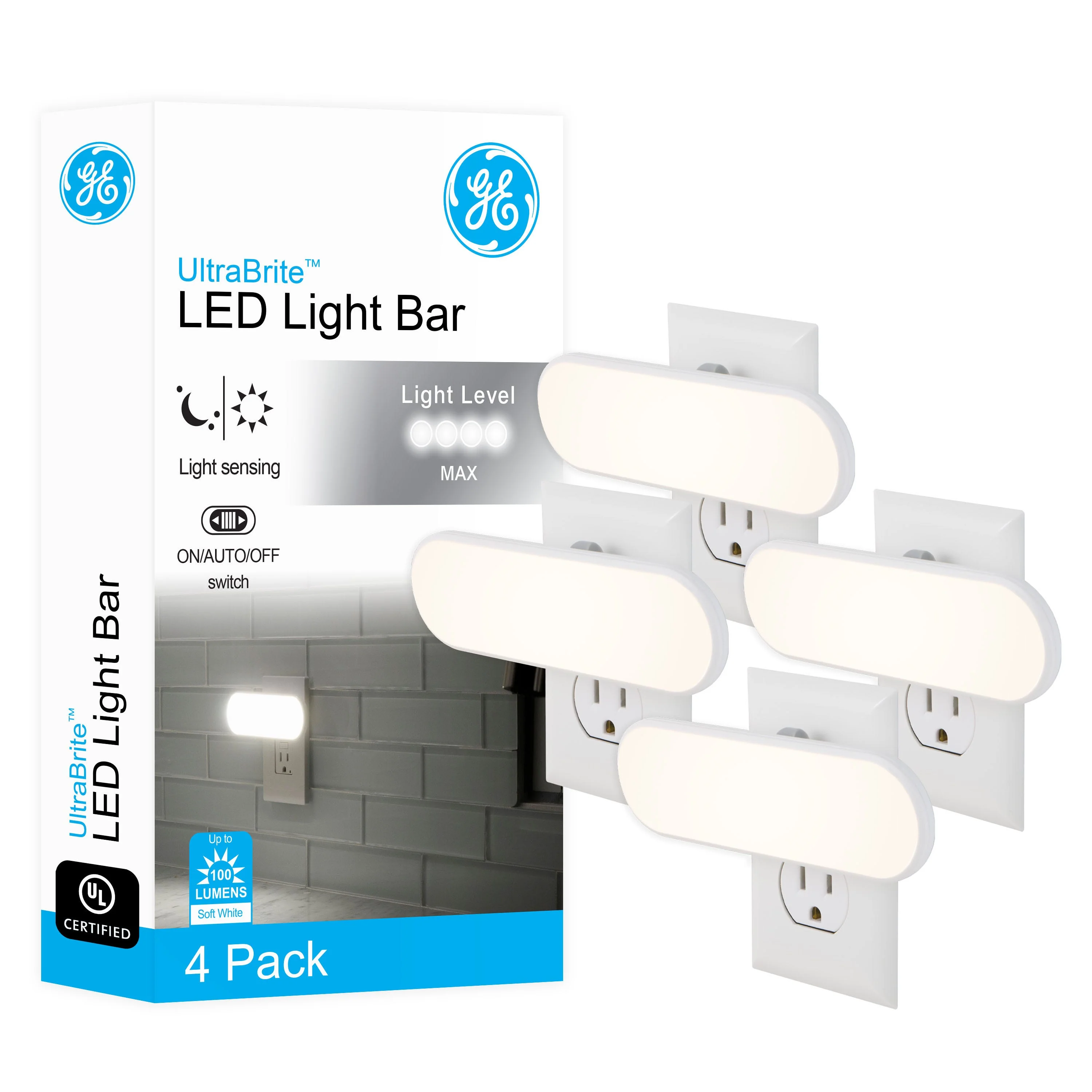 GE UltraBright Plug-In Automatic LED Light Bar, 4 Pack, White - Image 10