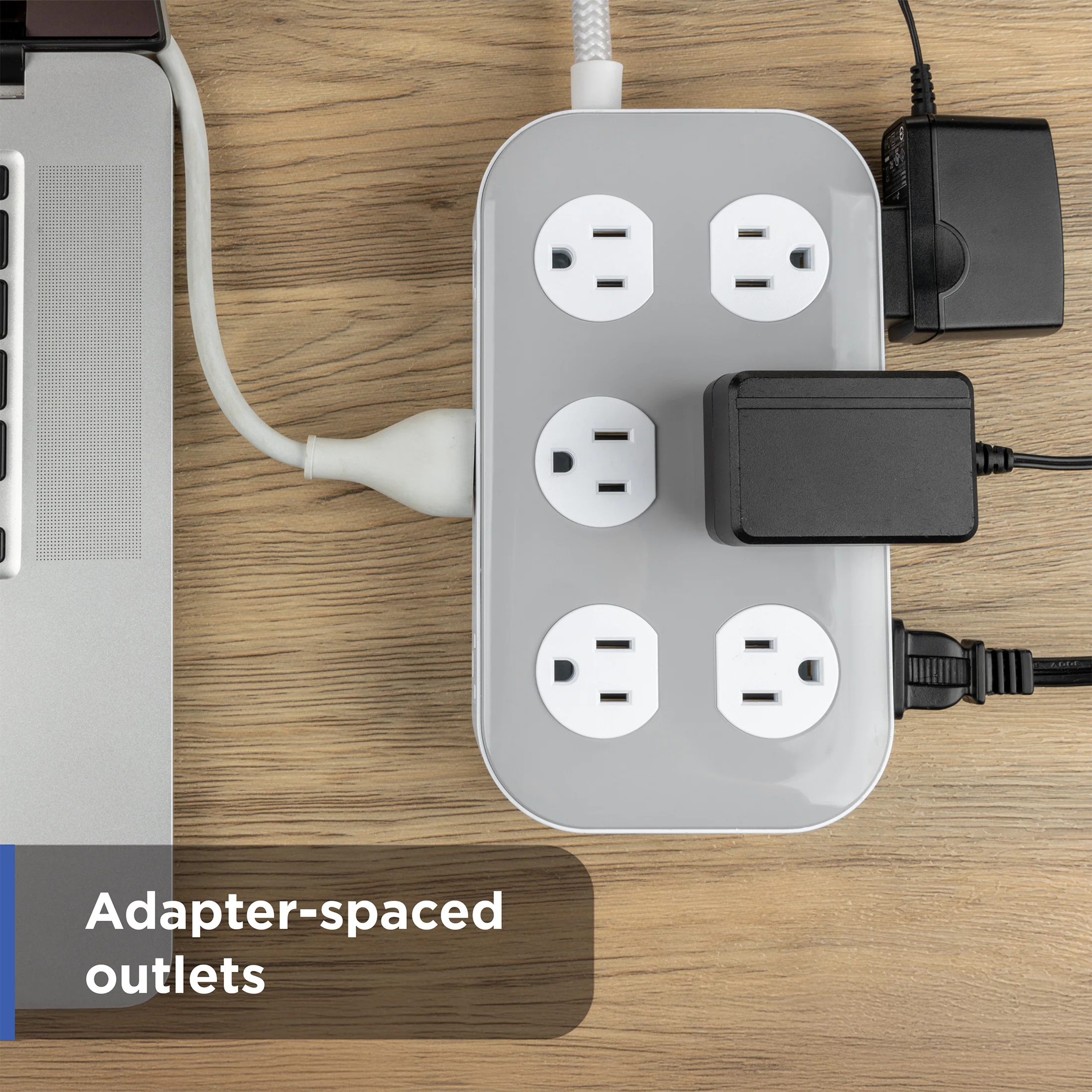 GE UltraPro 12-Outlet Surge Protector, 2100 Joules, 4ft Braided Extension Cord, Flat Plug, Gray/White - Image 4