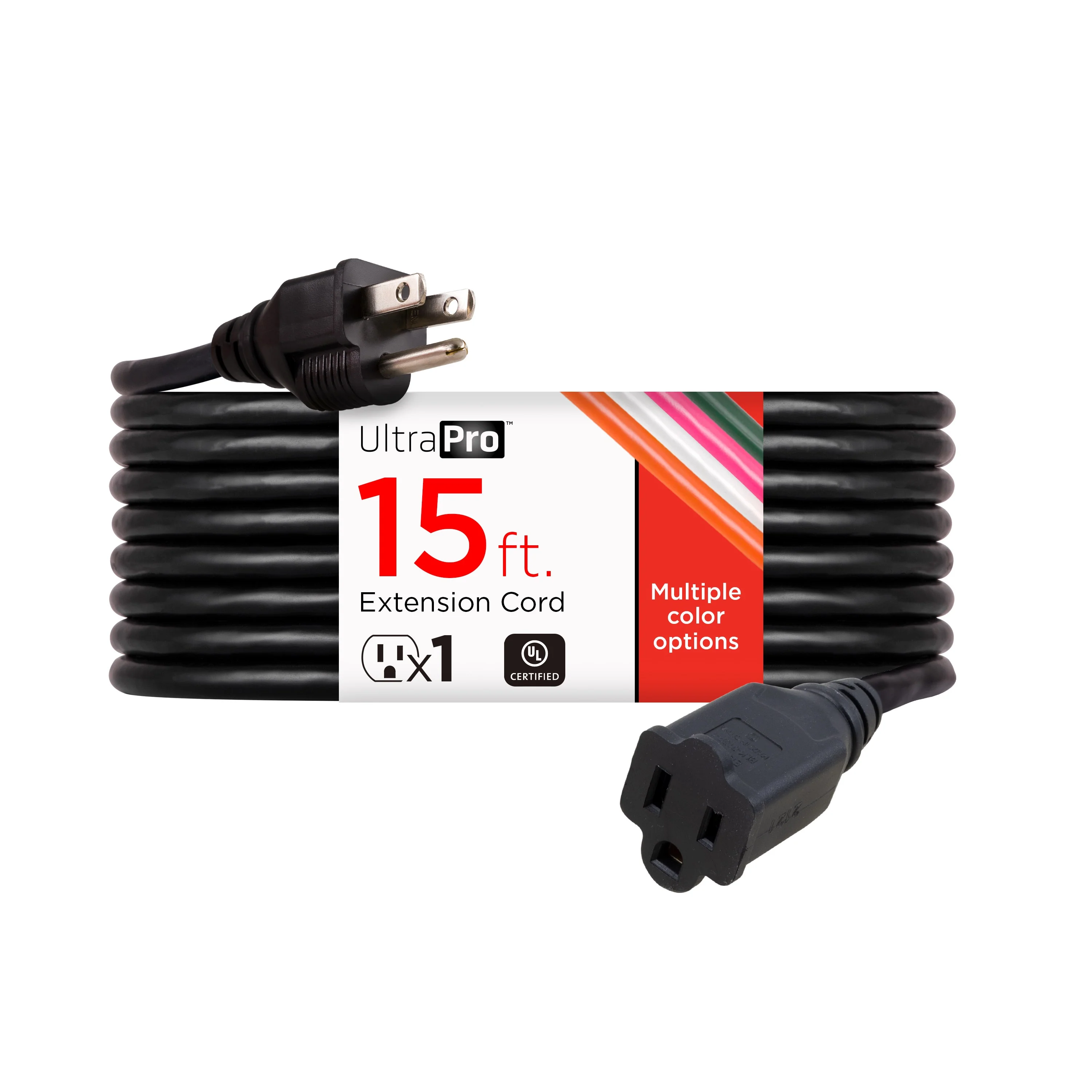GE UltraPro 15ft. Heavy Duty Outdoor Extension Cord, Black - Image 6