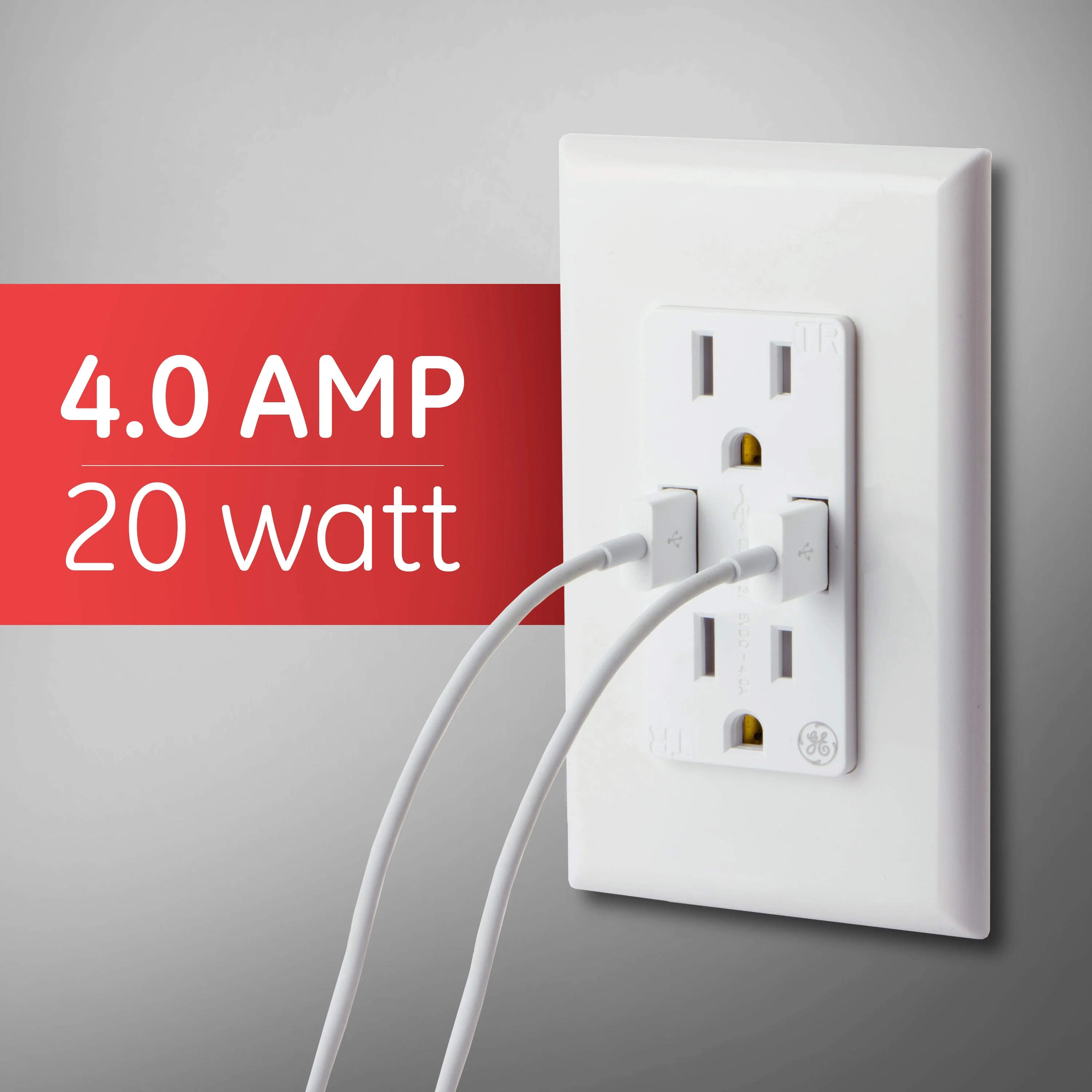 GE UltraPro 2-Outlet 2-USB Charging Tamper Resistant Receptacle, 2 Pack, White - Image 4
