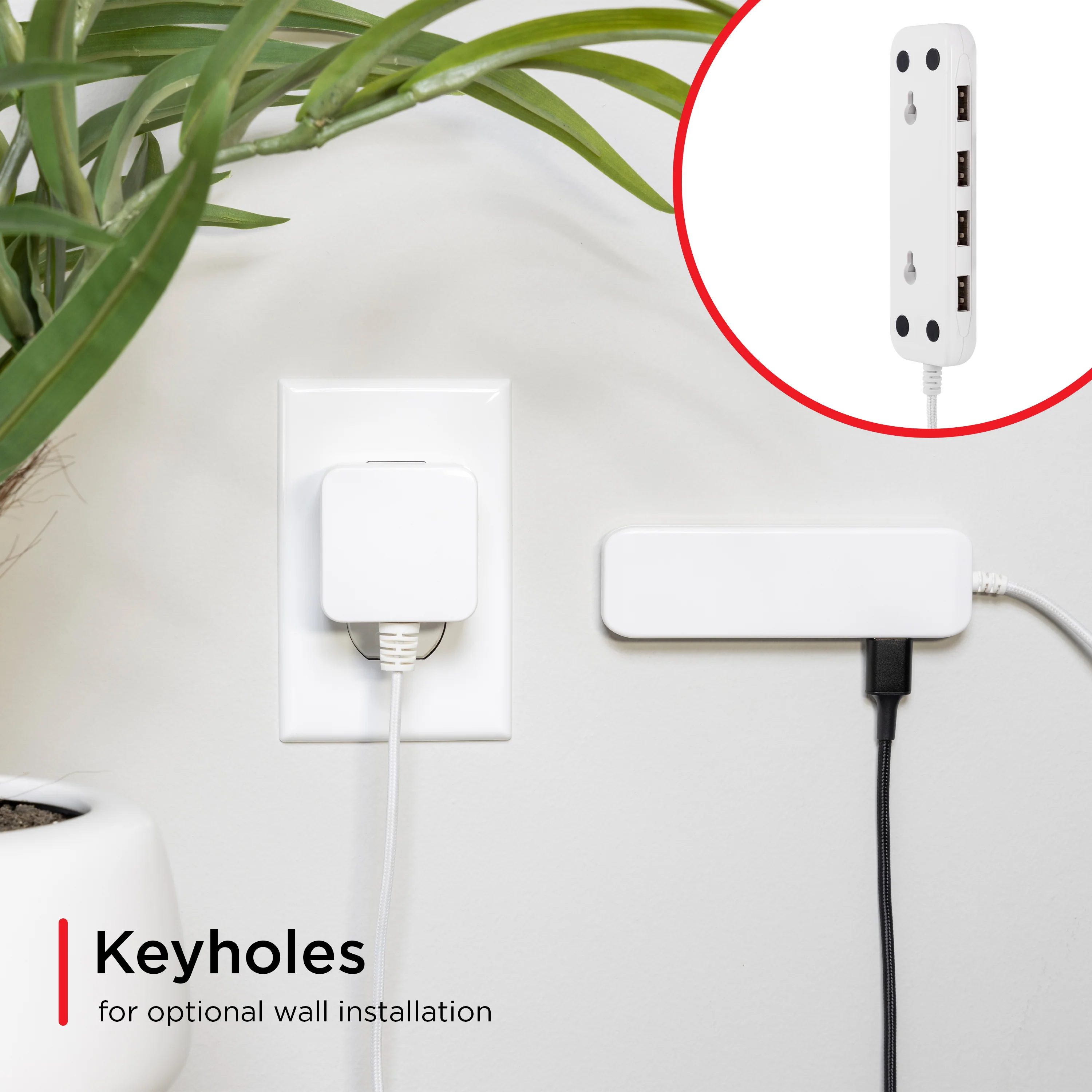 UltraPro USB Power Strip, 4-USB-A, 4.8A, White - Image 3