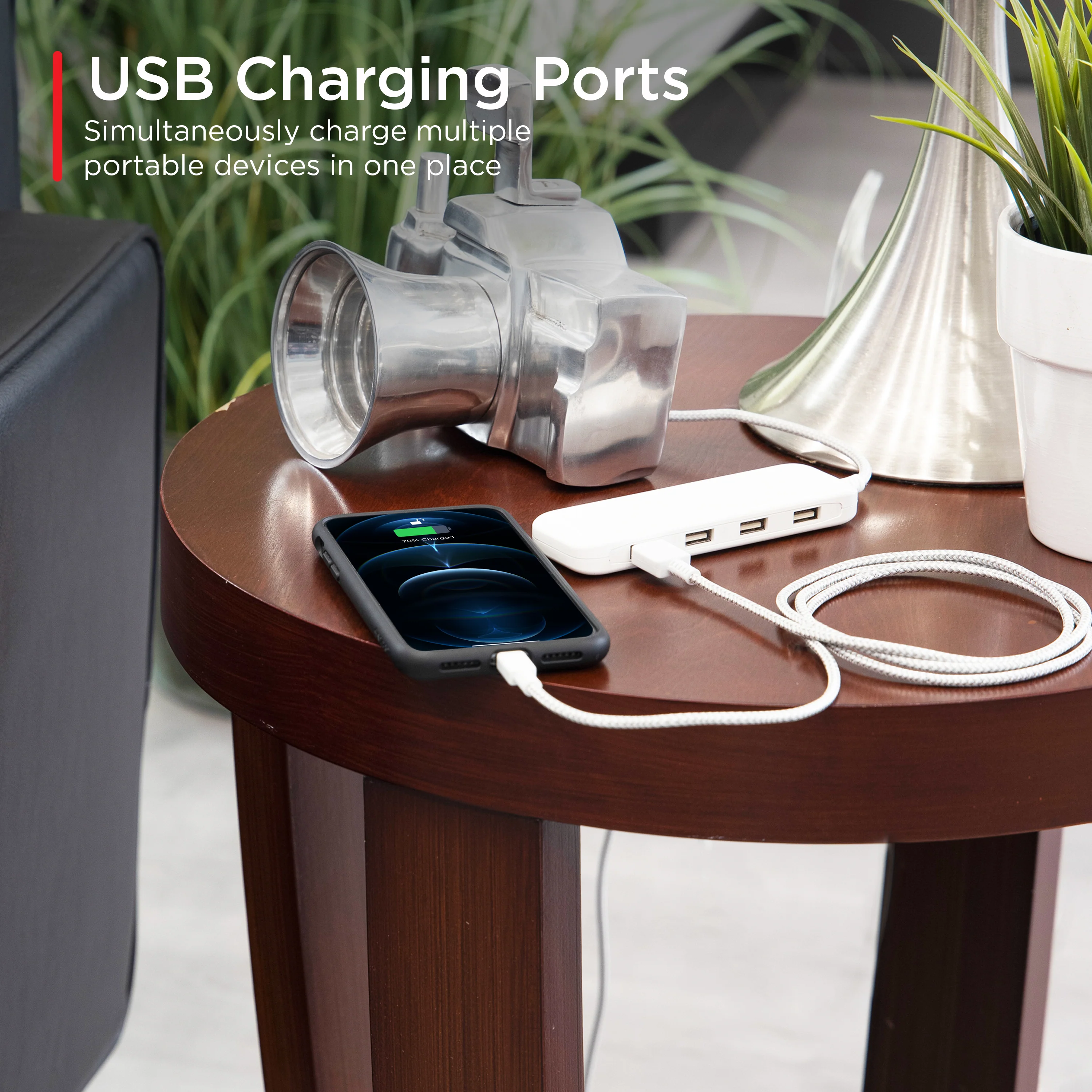 UltraPro USB Power Strip, 4-USB-A, 4.8A, White - Image 4