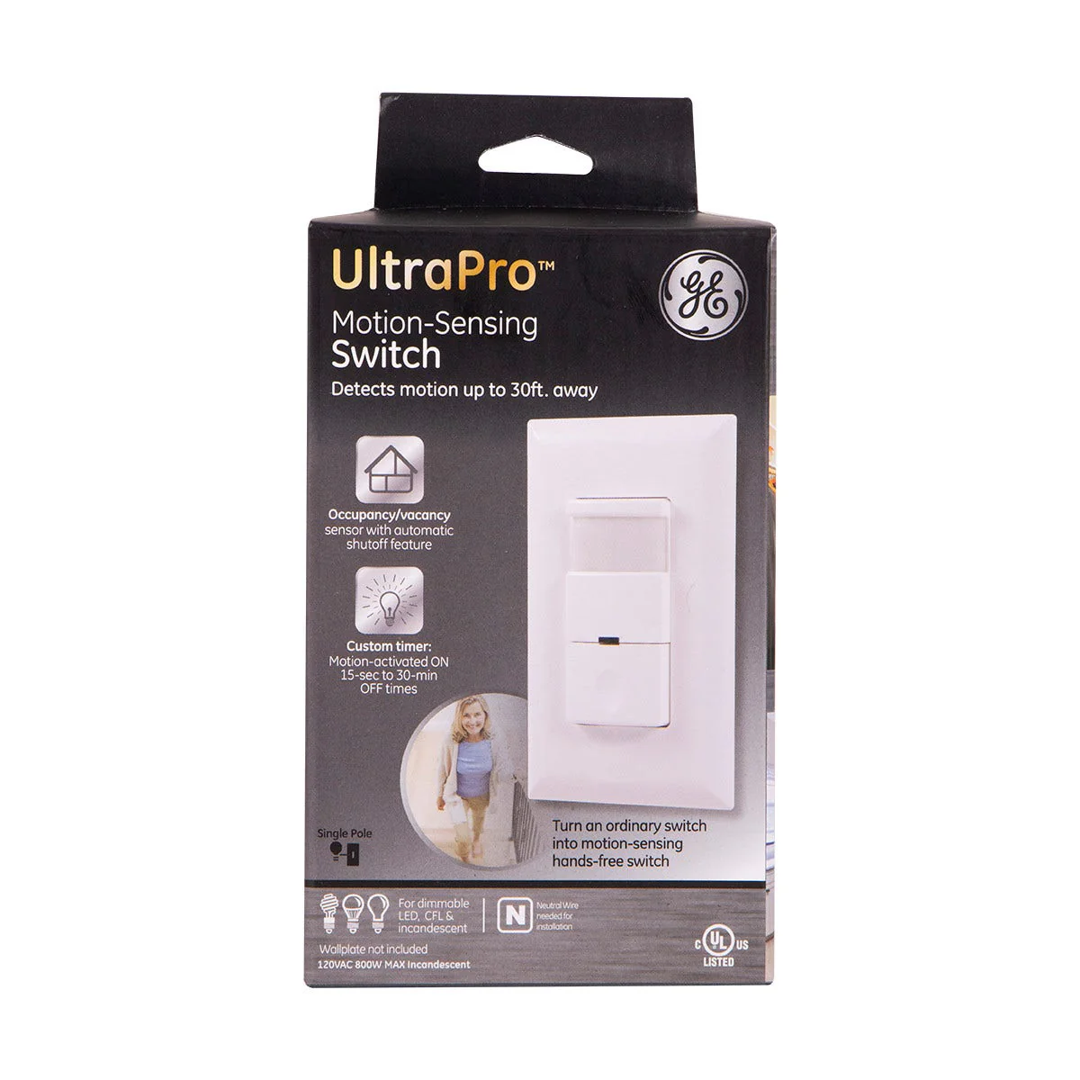 GE UltraPro In-Wall Motion Sensing Switch, White - Image 11