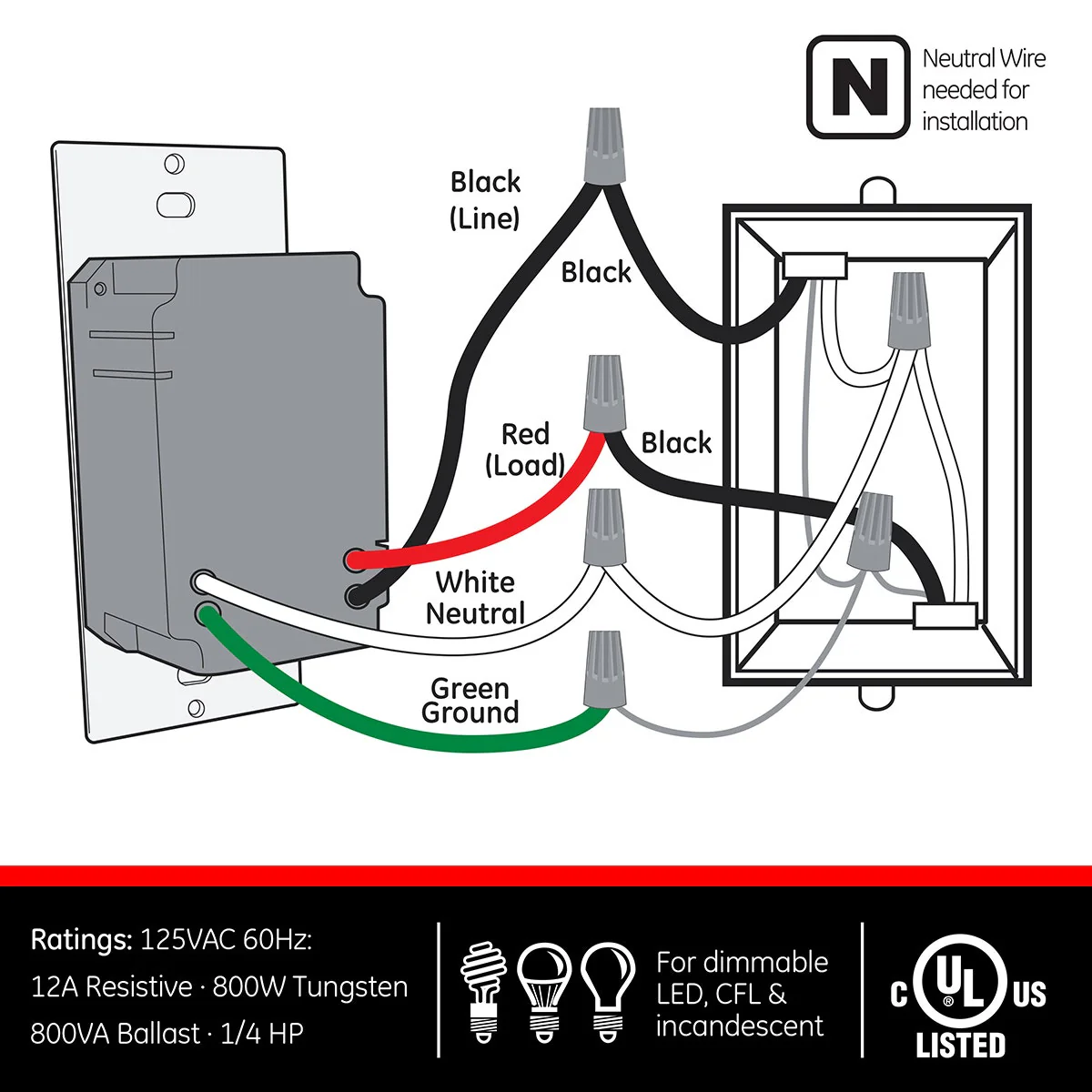 GE UltraPro In-Wall Motion Sensing Switch, White - Image 9