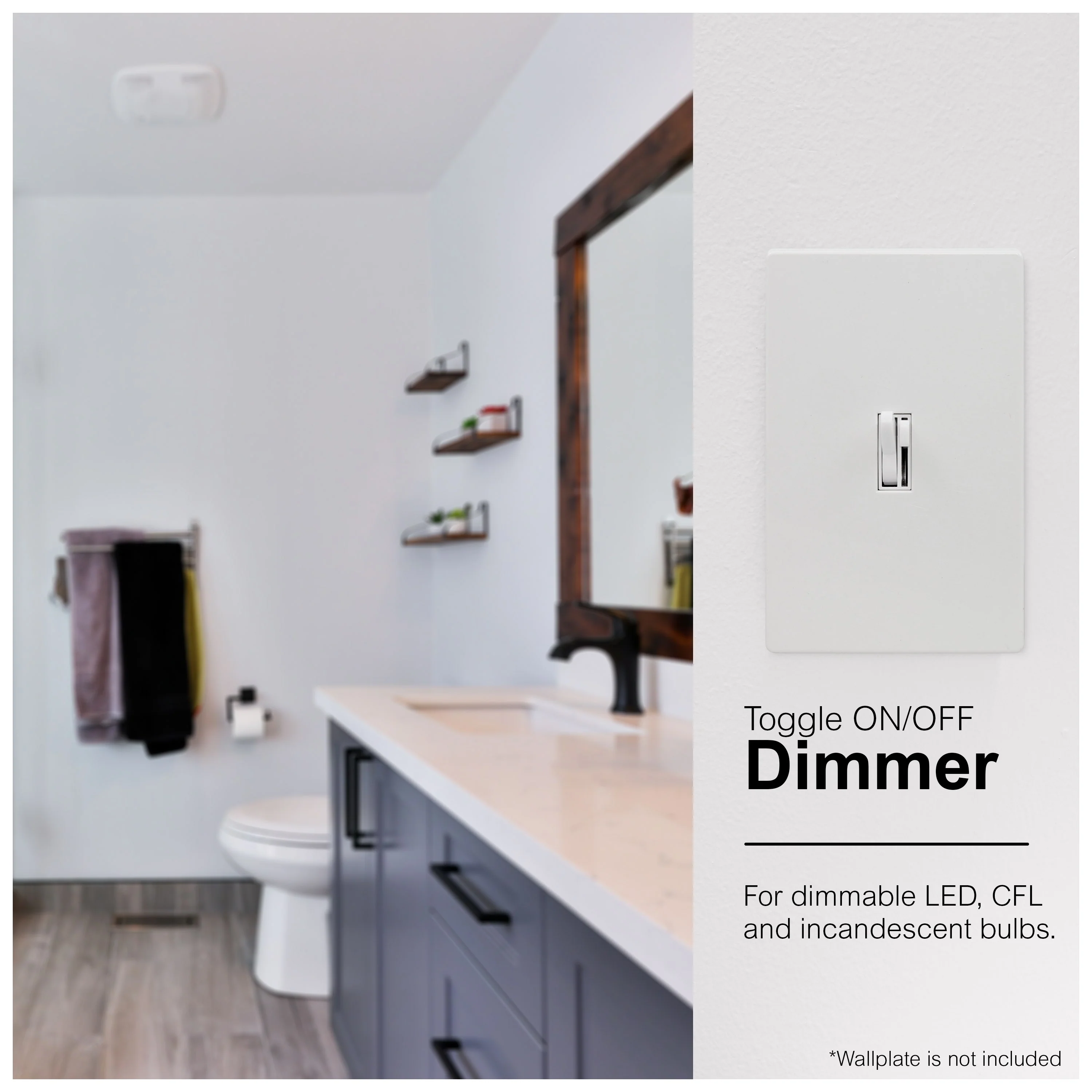 GE UltraPro On/Off Single Pole Toggle Dimmer, White - Image 7
