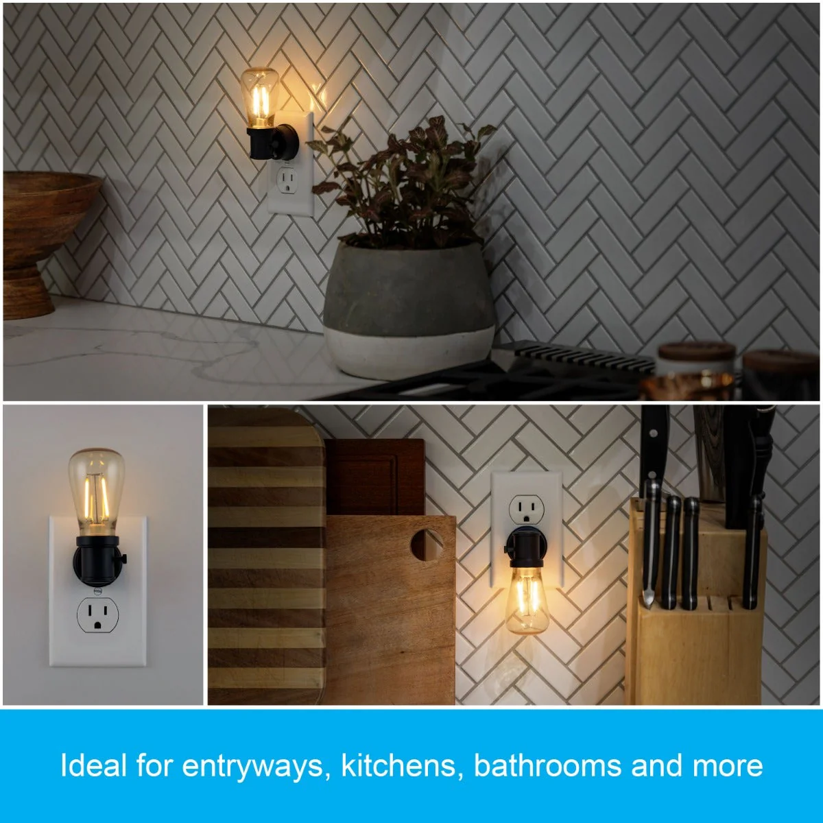 GE Vintage Light Sensing LED Night Light, Black - Image 5