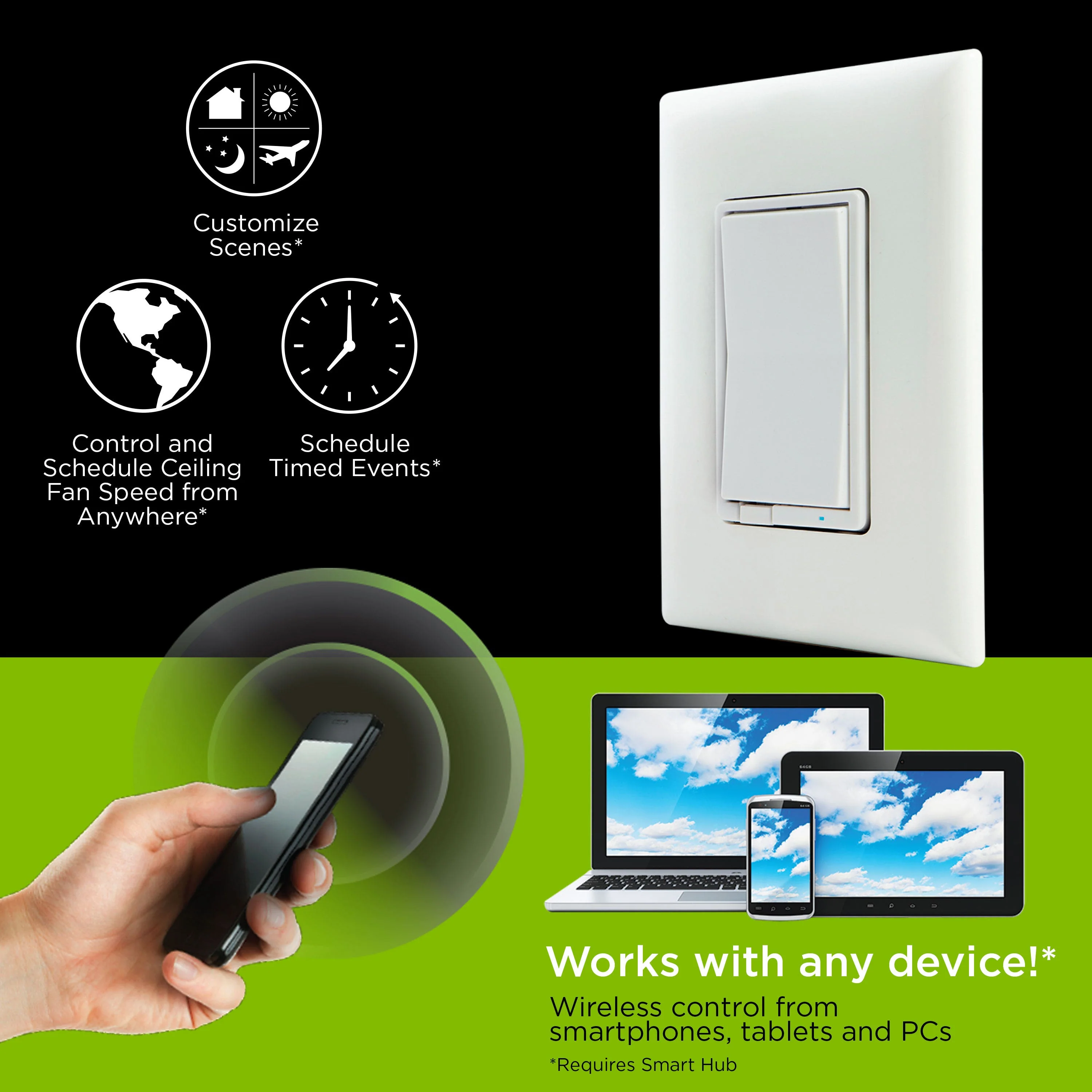 Jasco Z-Wave In-Wall Smart Fan Control, White - Image 3