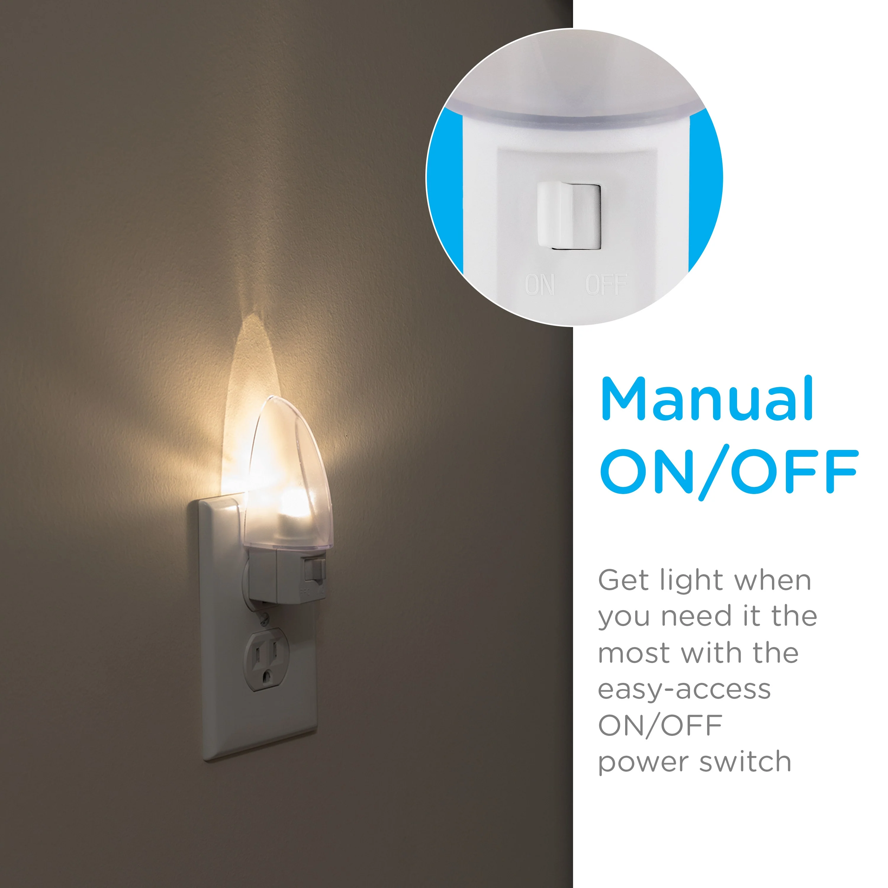 Lights By Night Manual On/Off LED Night Light, White - Image 4