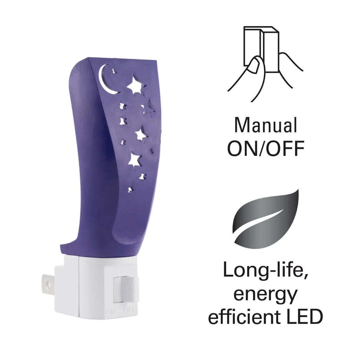 Lights by Night Moon and Stars Manual On/Off LED Night Light, Blue - Image 3