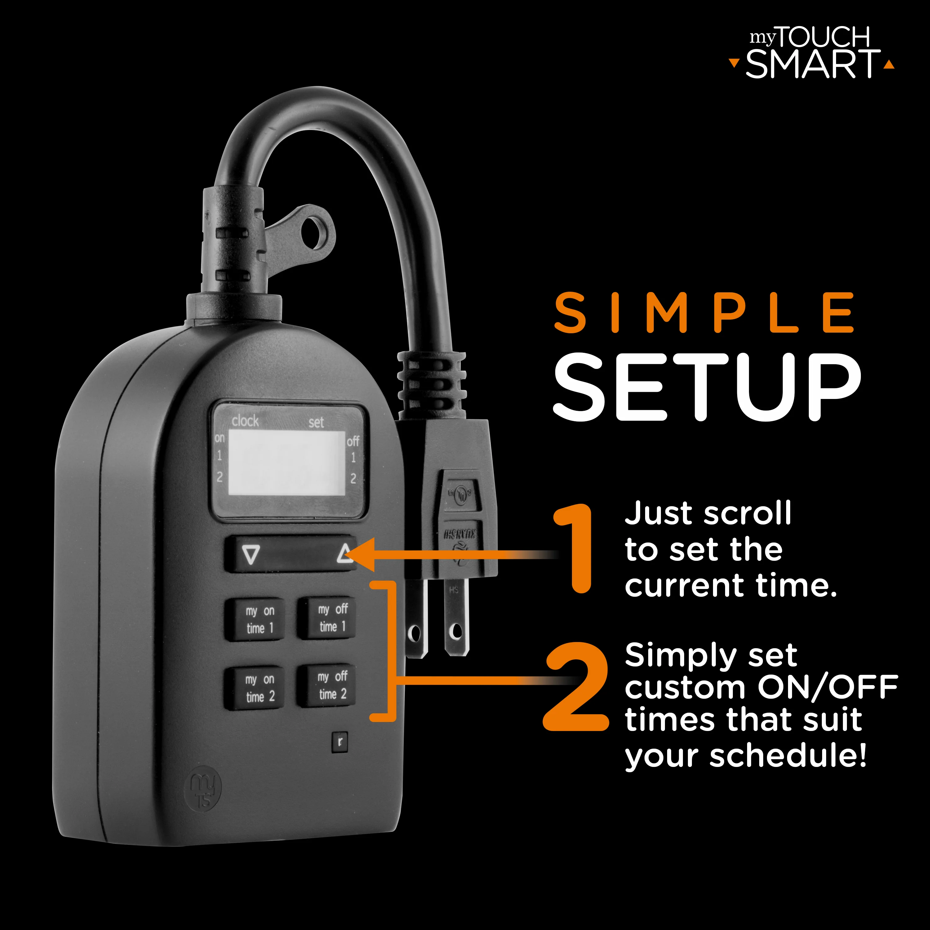 myTouchSmart Simple Set Digital Timer, Outdoor, 1 Grounded Outlet, Black - Image 3
