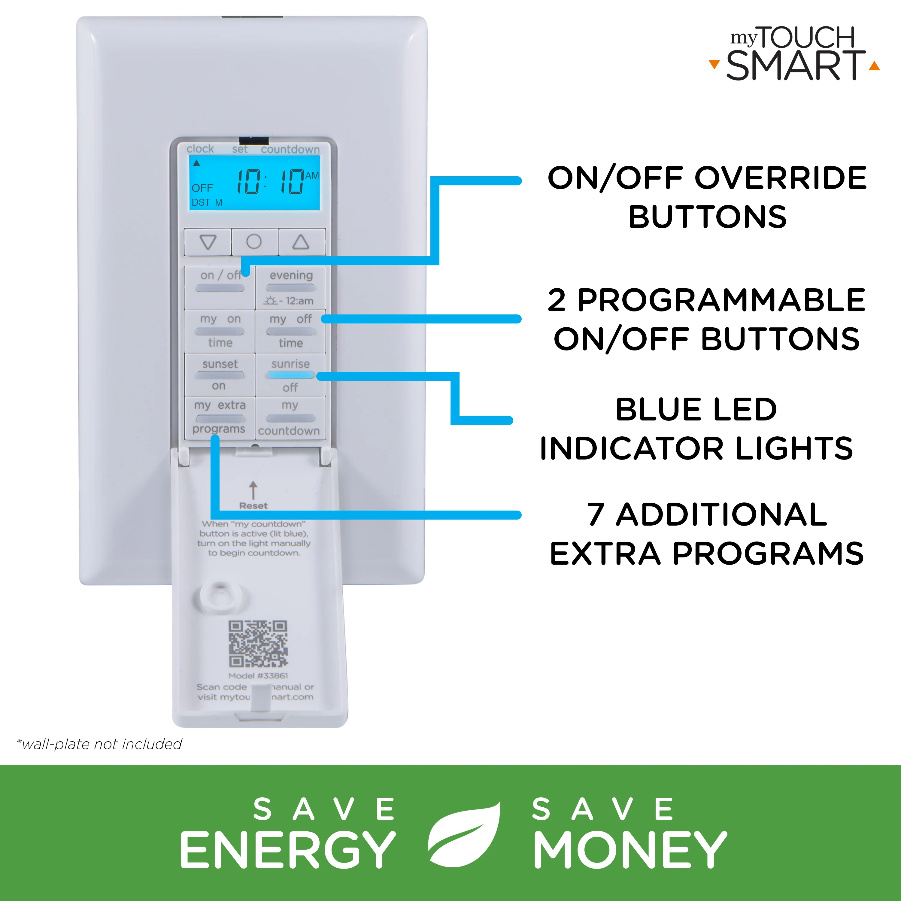 myTouchSmart SunSmart Indoor In-Wall All-in-One Digital Timer, White - Image 3