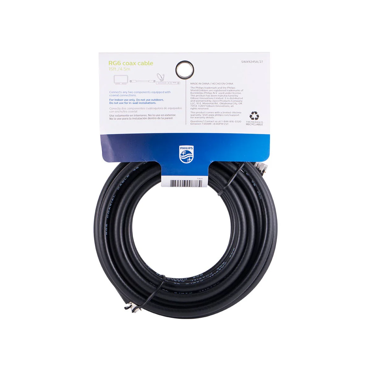 Philips 15ft. RG6 Coaxial Cable, Black - Image 7