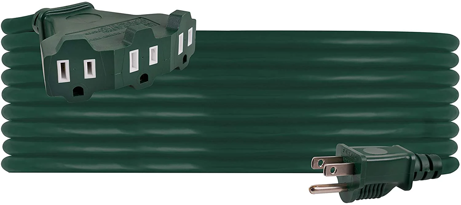 Philips 3-Outlet 25ft. Outdoor Extension Cord with Power Block, Green