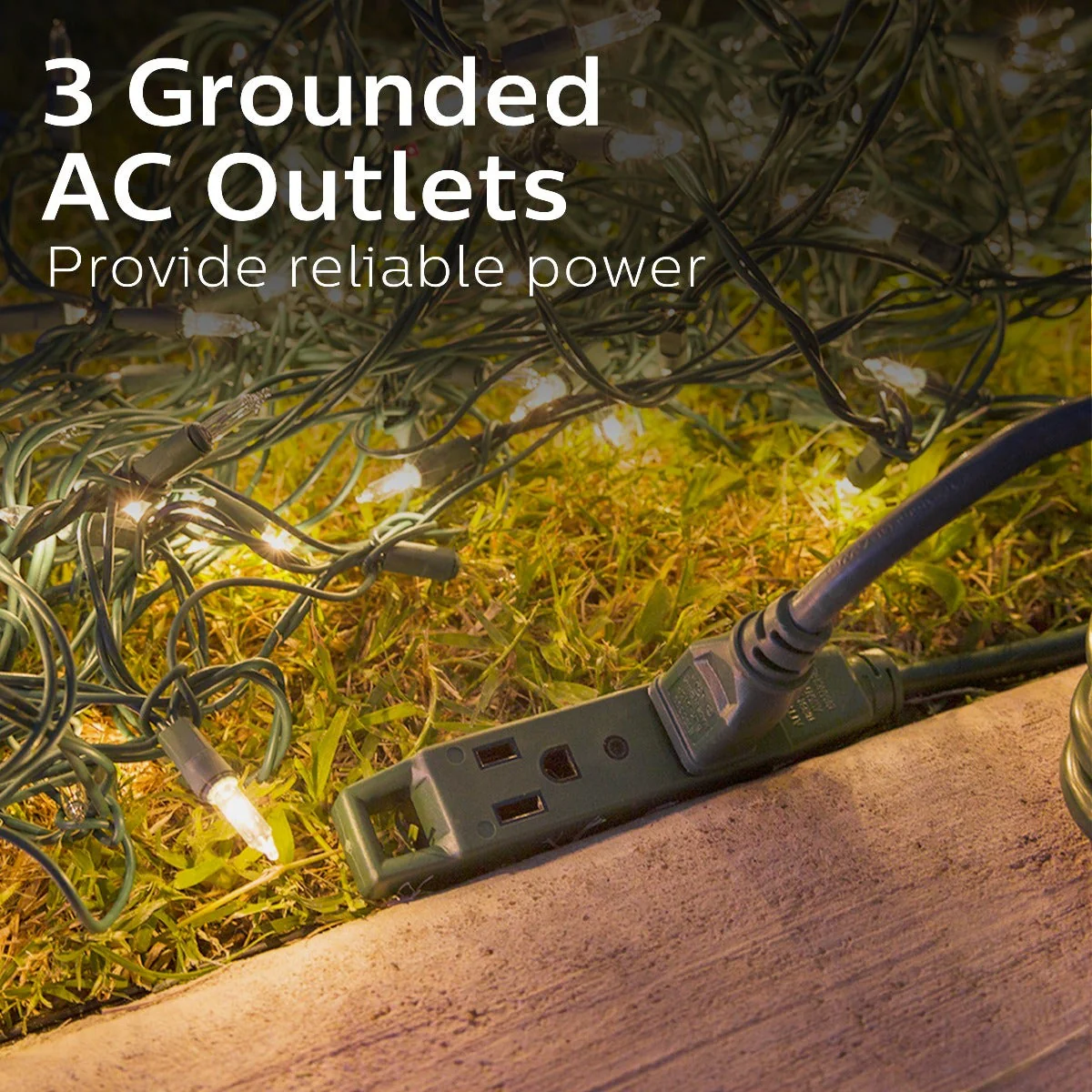 Philips 3-Outlet 25ft. Outdoor Extension Cord with Power Block, Green - Image 7