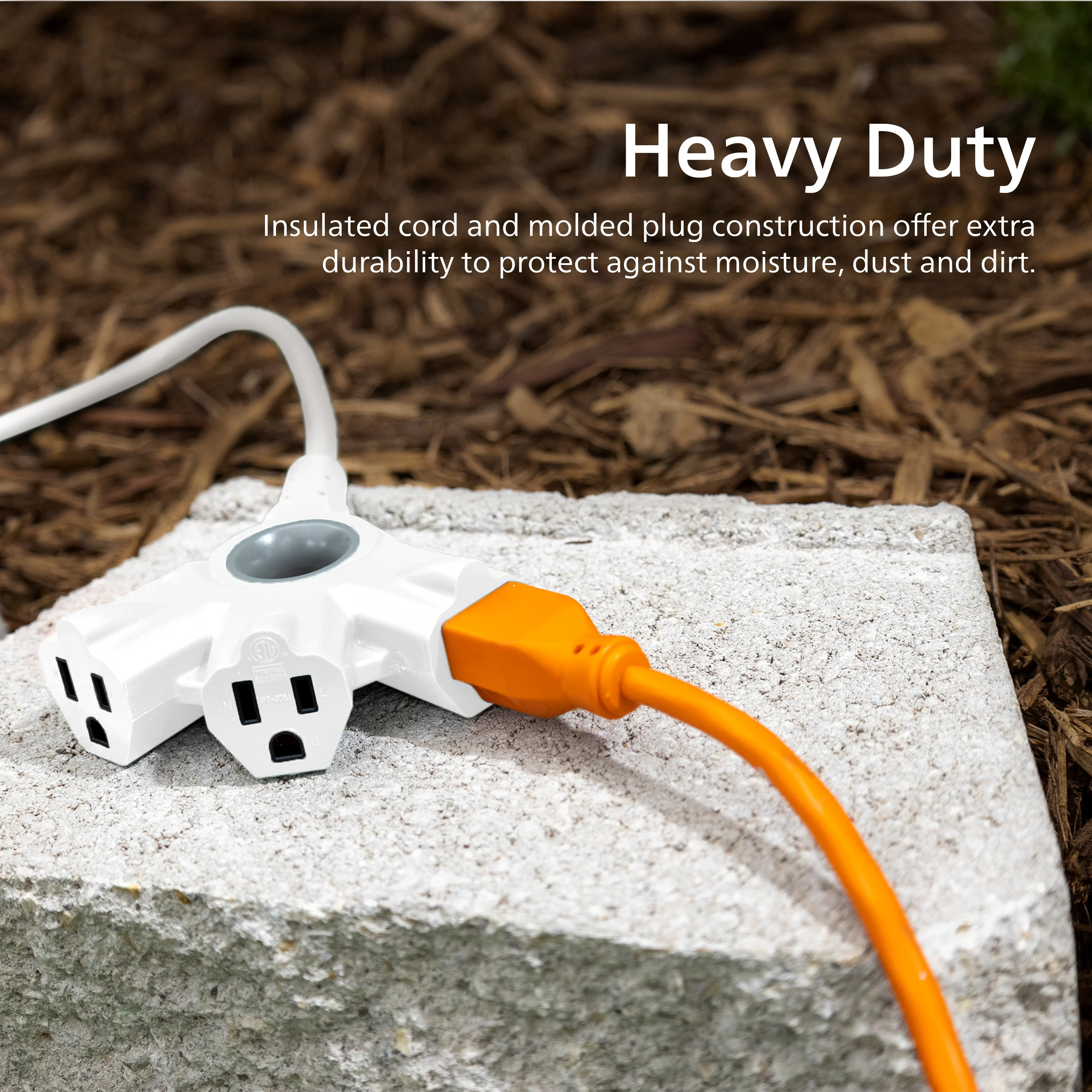 Philips 3-Outlet EZGrip Grounded Extension Cord, 25ft., Indoor/Outdoor, White - Image 4