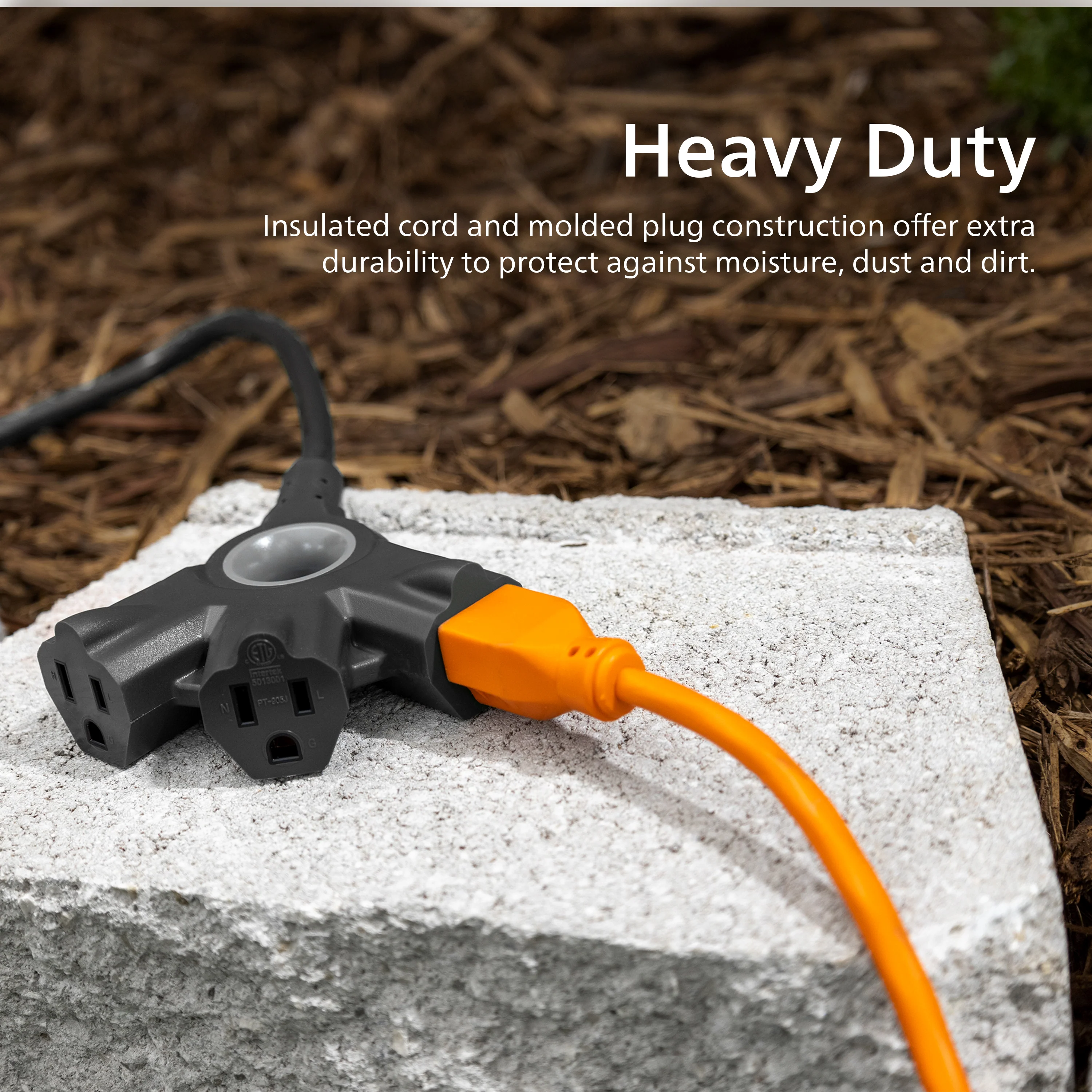 Philips 3-Outlet EZGrip Grounded Extension Cord, 50ft., Indoor/Outdoor, Black - Image 4