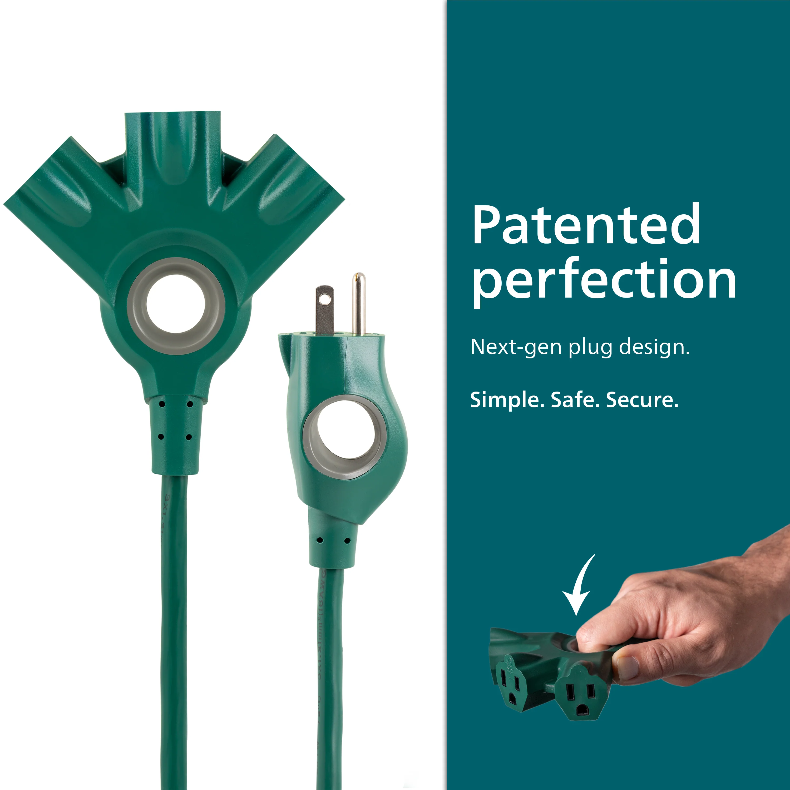 Philips 3-Outlet EZGrip Grounded Extension Cord, 50ft., Indoor/Outdoor, Green - Image 2