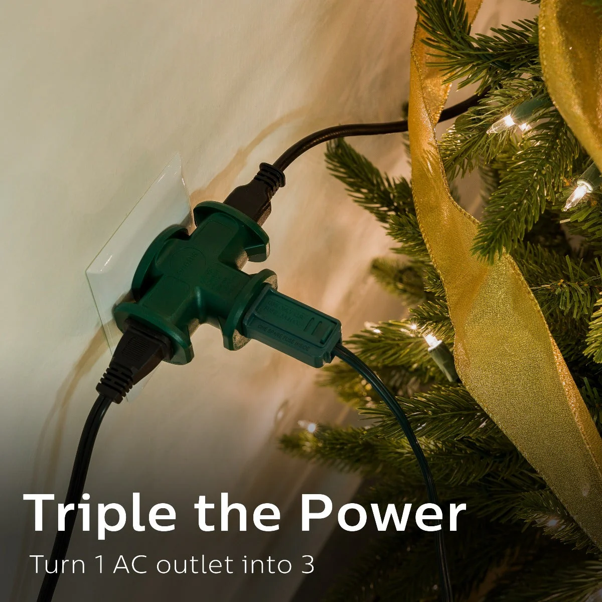 Philips 3-Outlet Heavy Duty T-Shaped Adapter, Green - Image 6