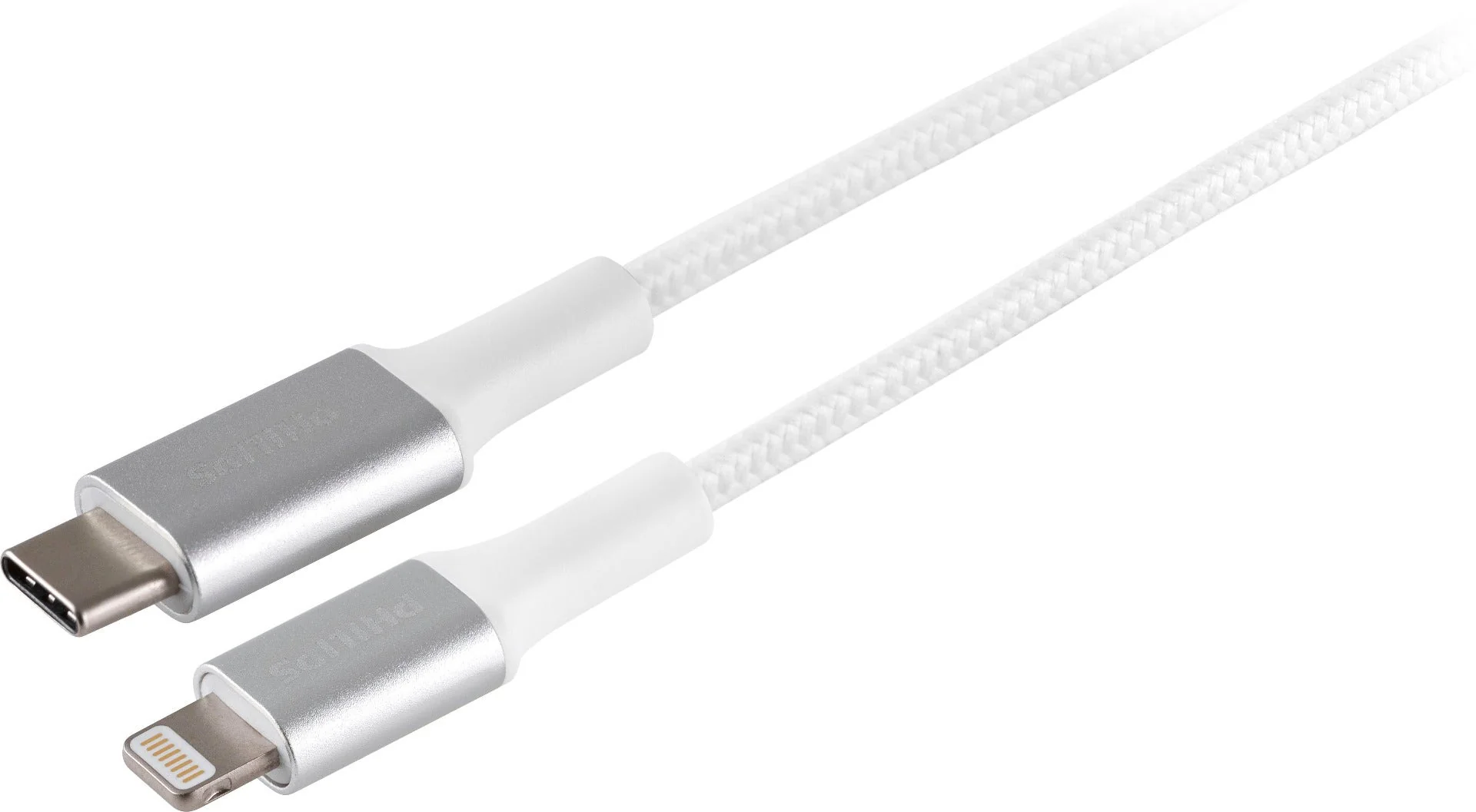 Philips 3ft. USB-C Lightning Charging Cable with Braided Cord, White - Image 3