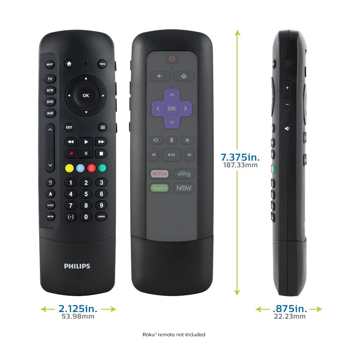 Philips 4-Device Universal Companion Remote for Roku with Flip and Slide Cradle, Black - Image 8