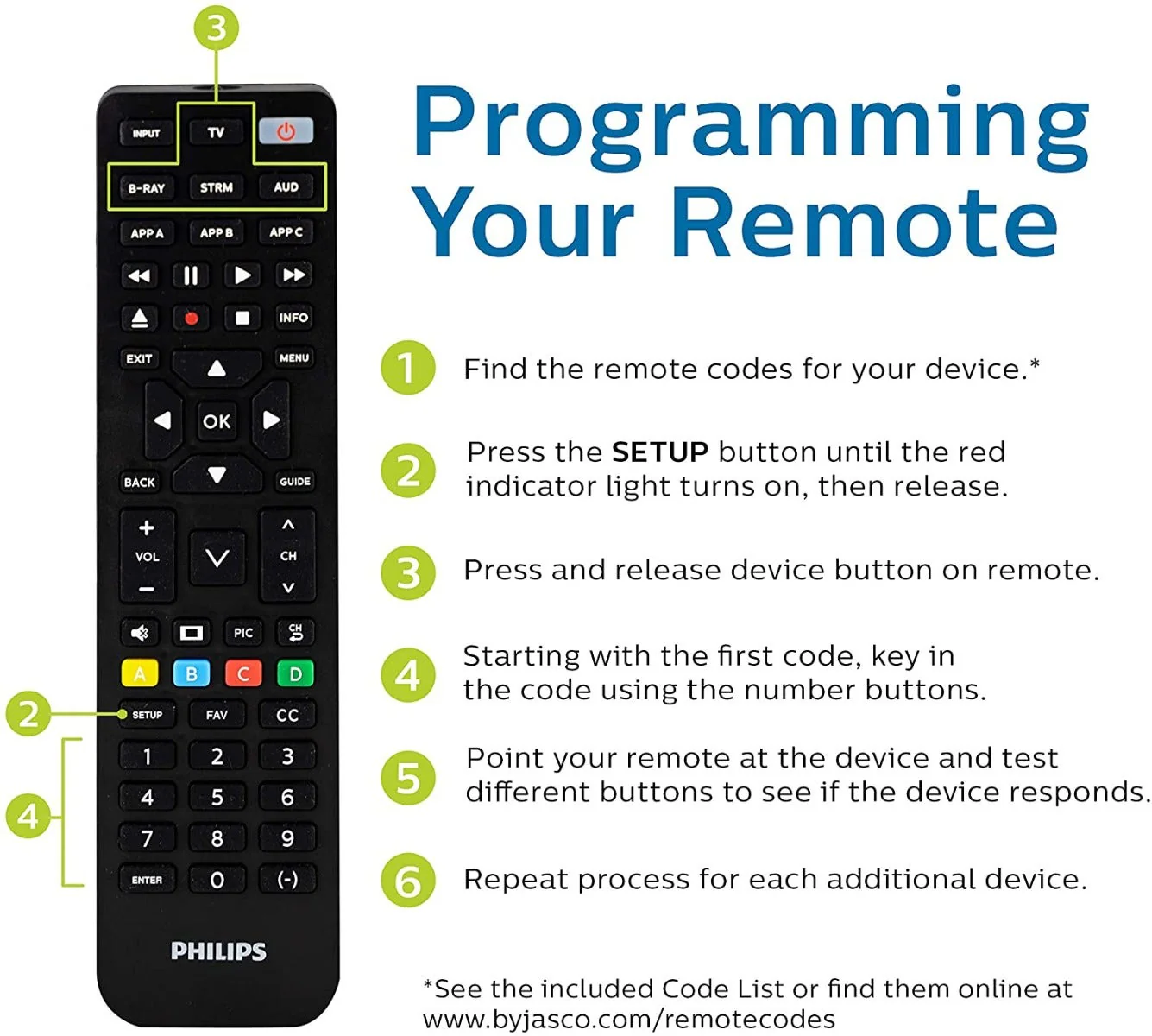 Philips 4-Device Universal Vizio Replacement Remote, Black - Image 7