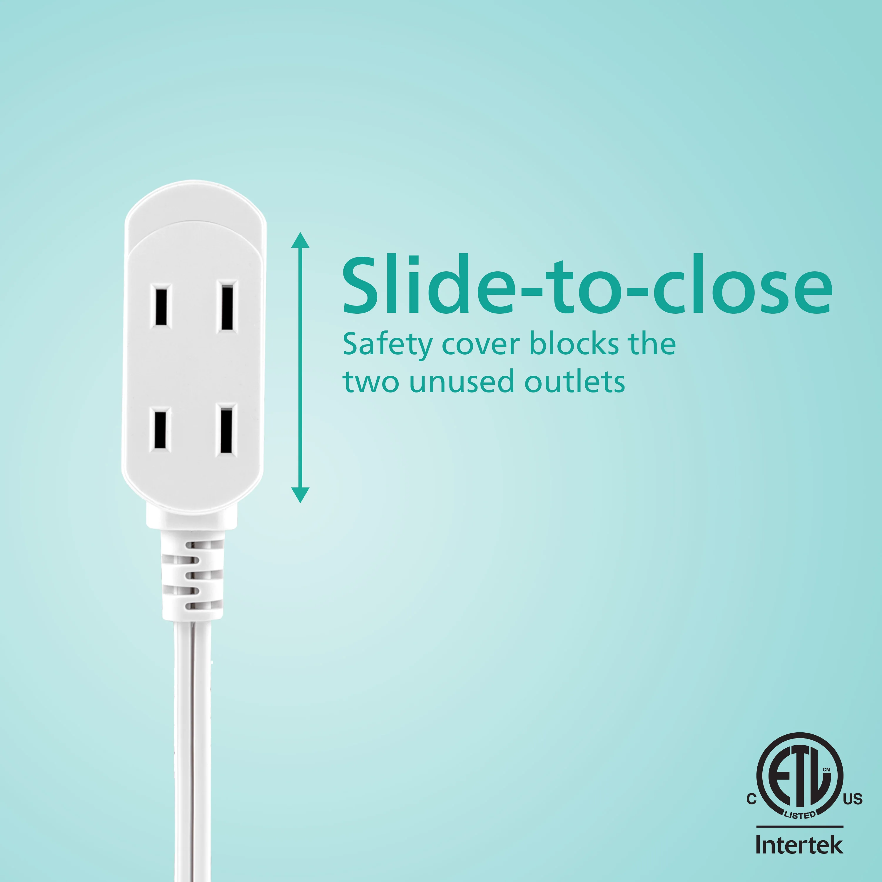 Philips 6 ft. 3-Outlet Polarized Indoor Extension Cord, White, Slide-to-close cover - Image 3
