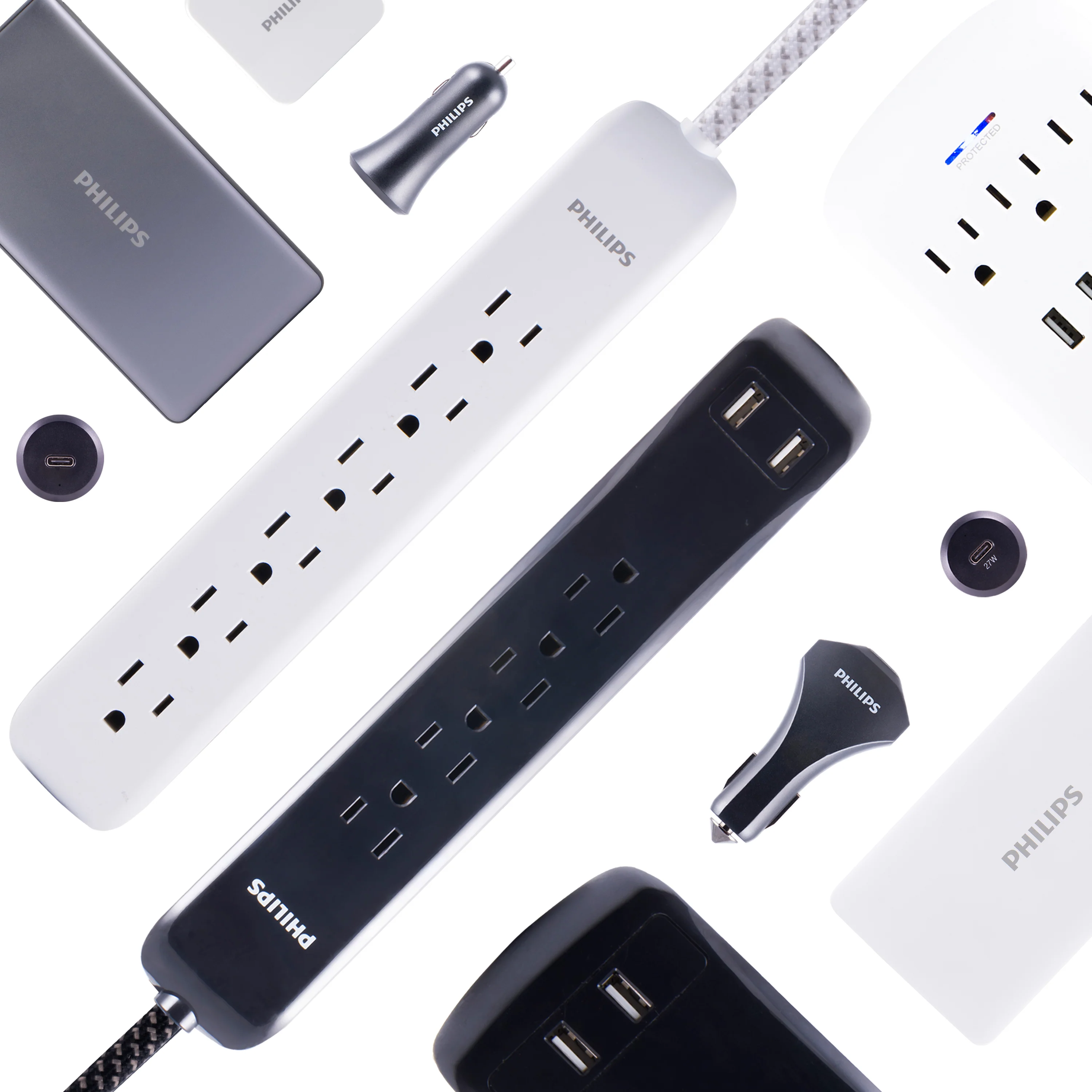 Philips 6-Outlet Surge Protector, 1080J, 10ft Braided Cord, Black - Image 9
