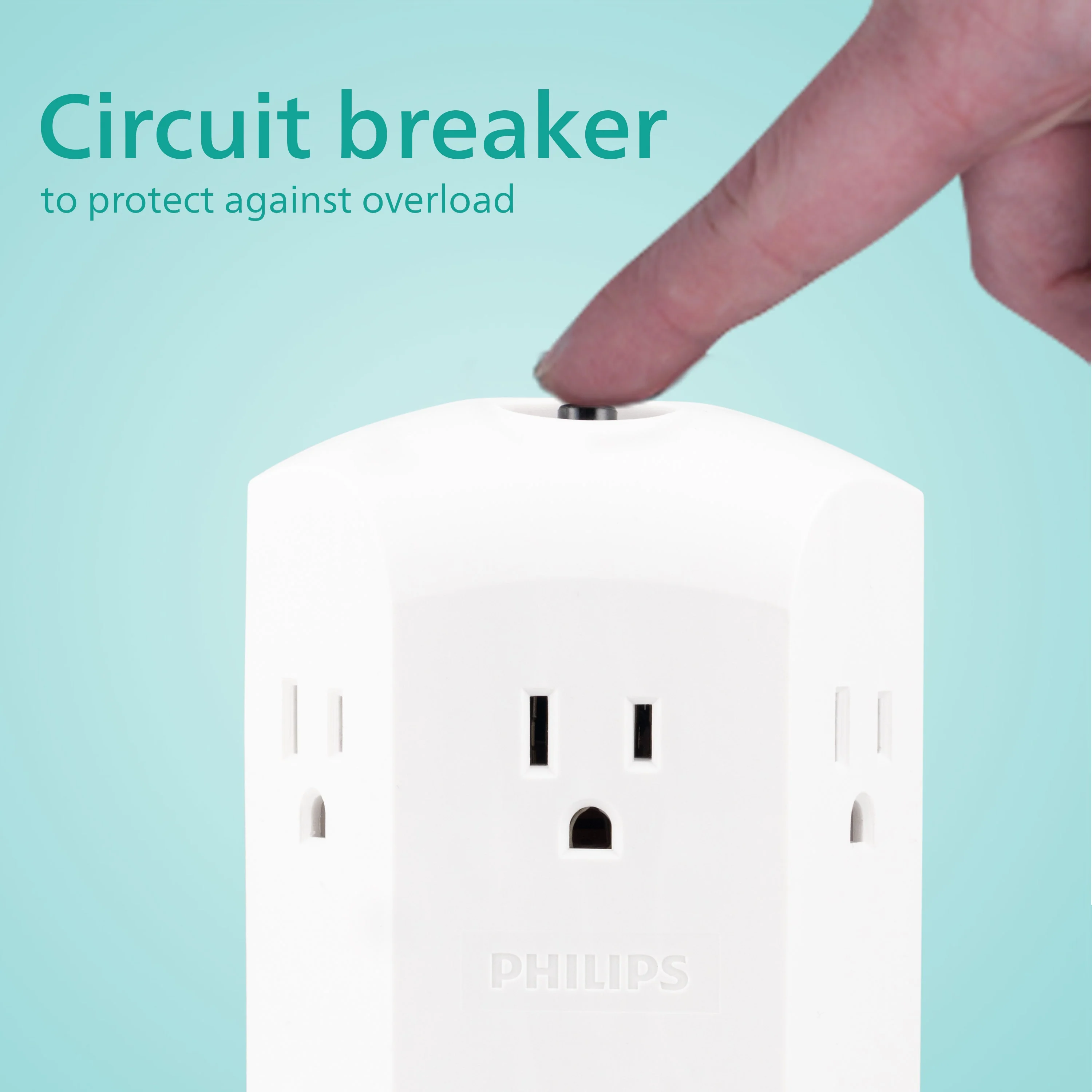 Philips 6-Outlet Wall Tap with Resettable Circuit Breaker, White - Image 6