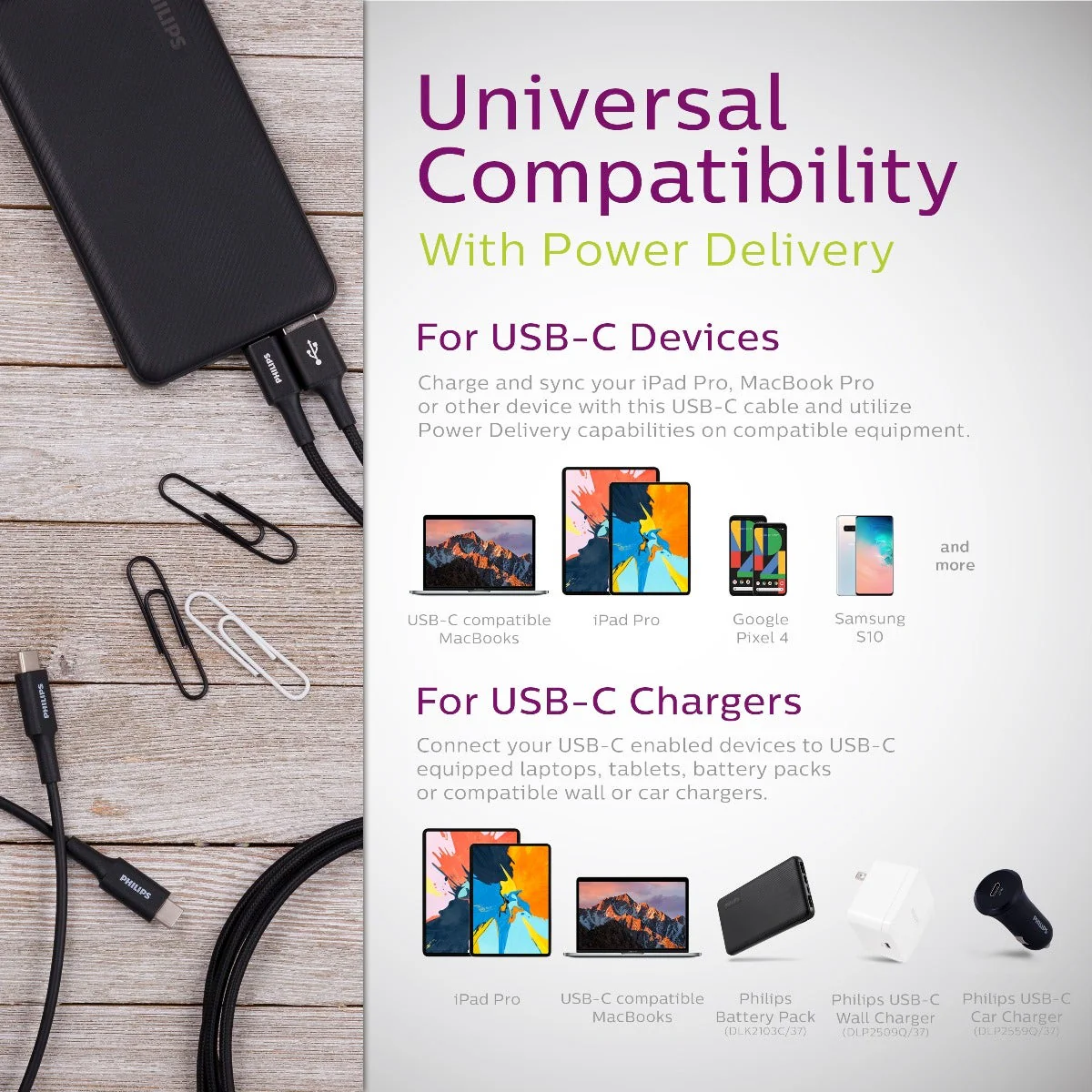 Philips 6ft. USB-C Braided Charging Cable, Black - Image 10
