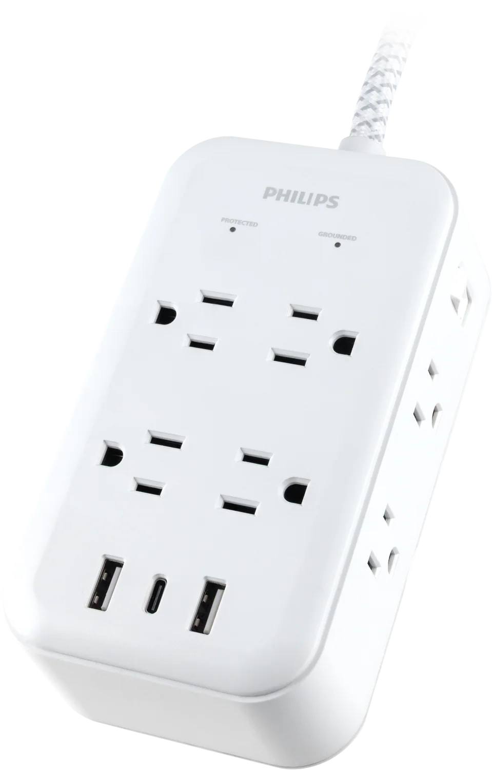 Philips 8-Outlet 6ft. Surge Protector with USB Charging, White