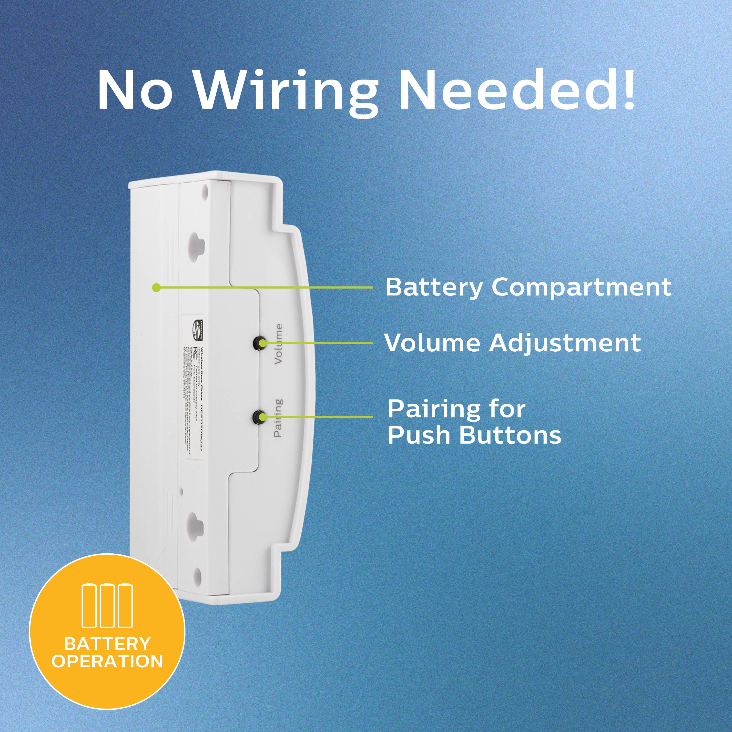 Philips Battery-Operated 2-Melody Doorbell Kit, White - Image 3