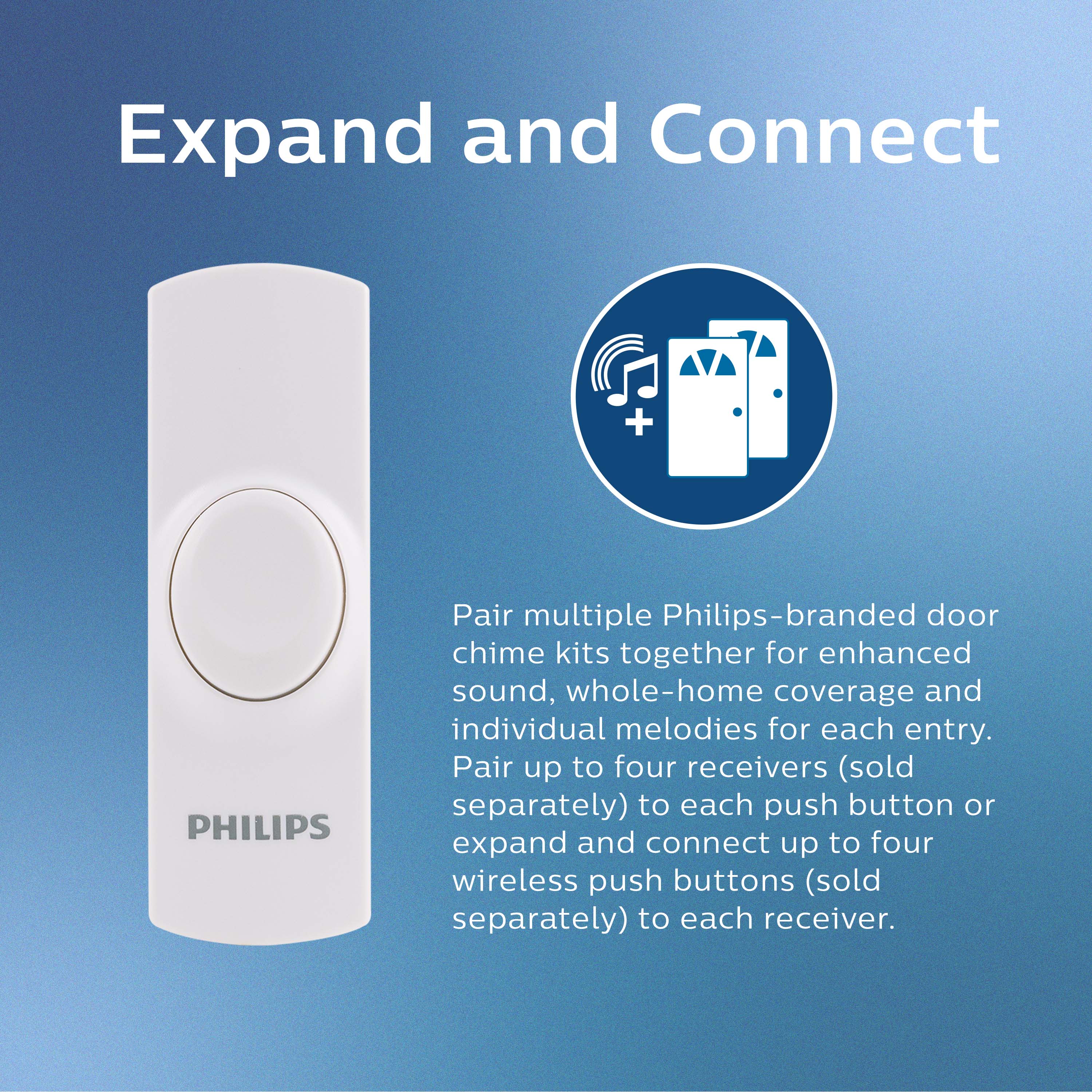 Philips Battery-Operated 2-Melody Doorbell Kit, White - Image 5