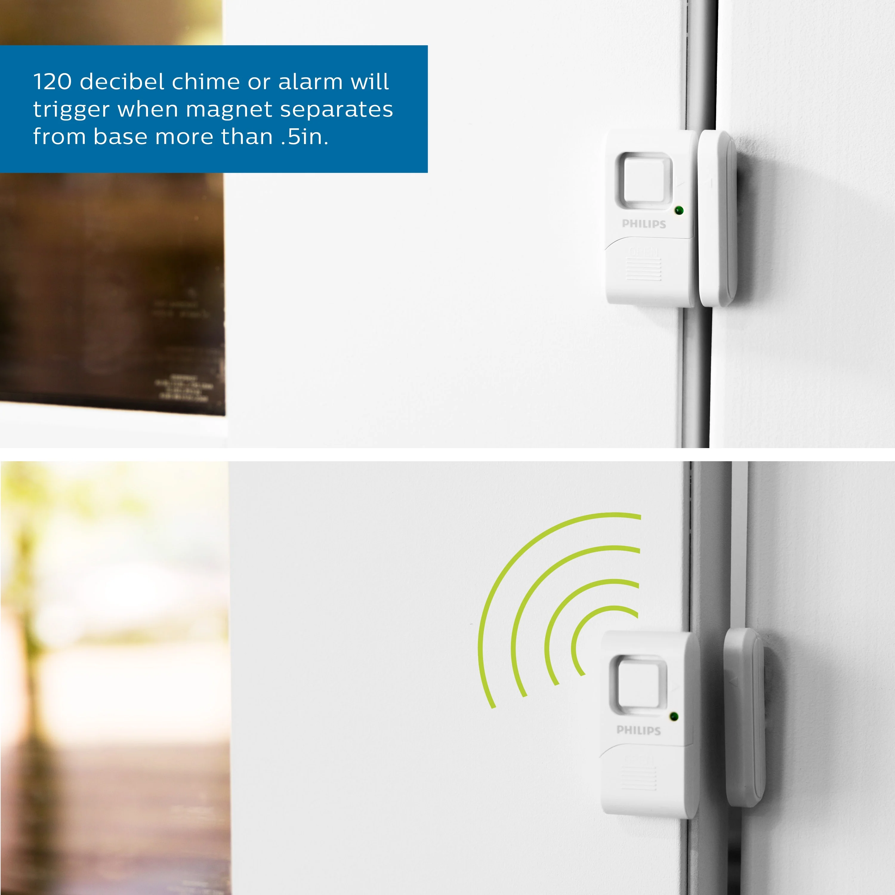 Philips Battery Operated Door Alarm, 4 Pack, White - Image 5