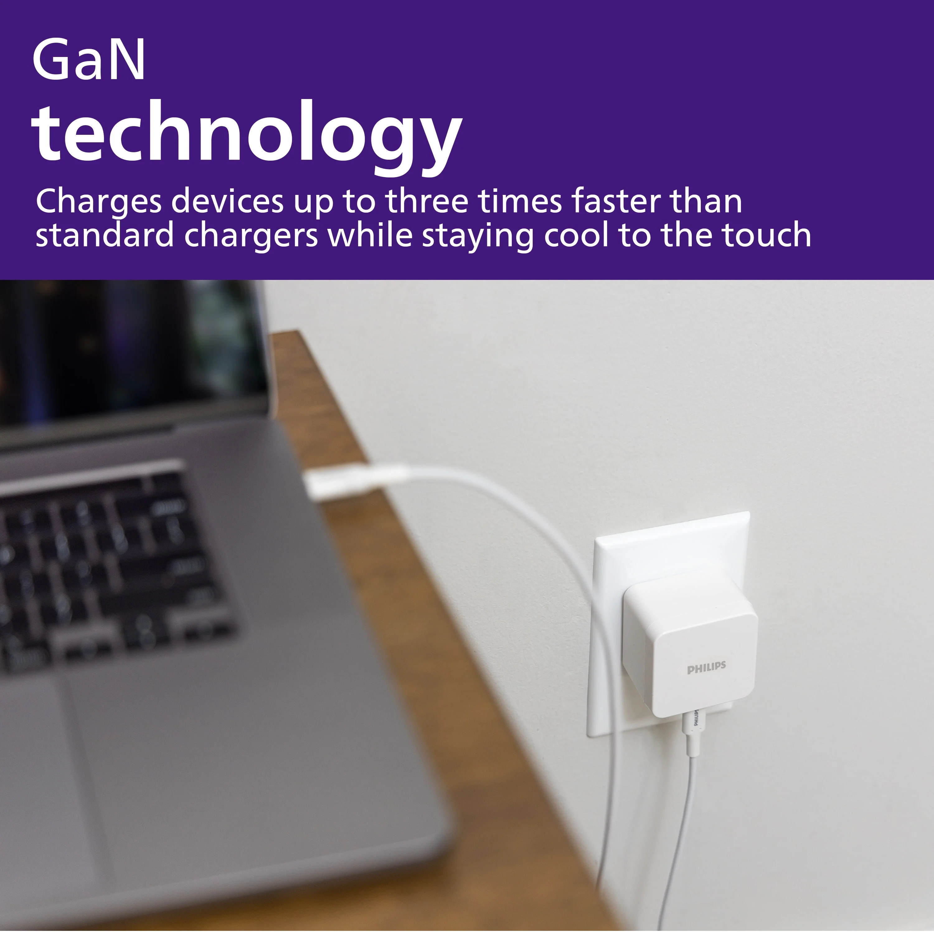 Philips Dual Port USB-C Laptop Wall Charger, White - Image 4
