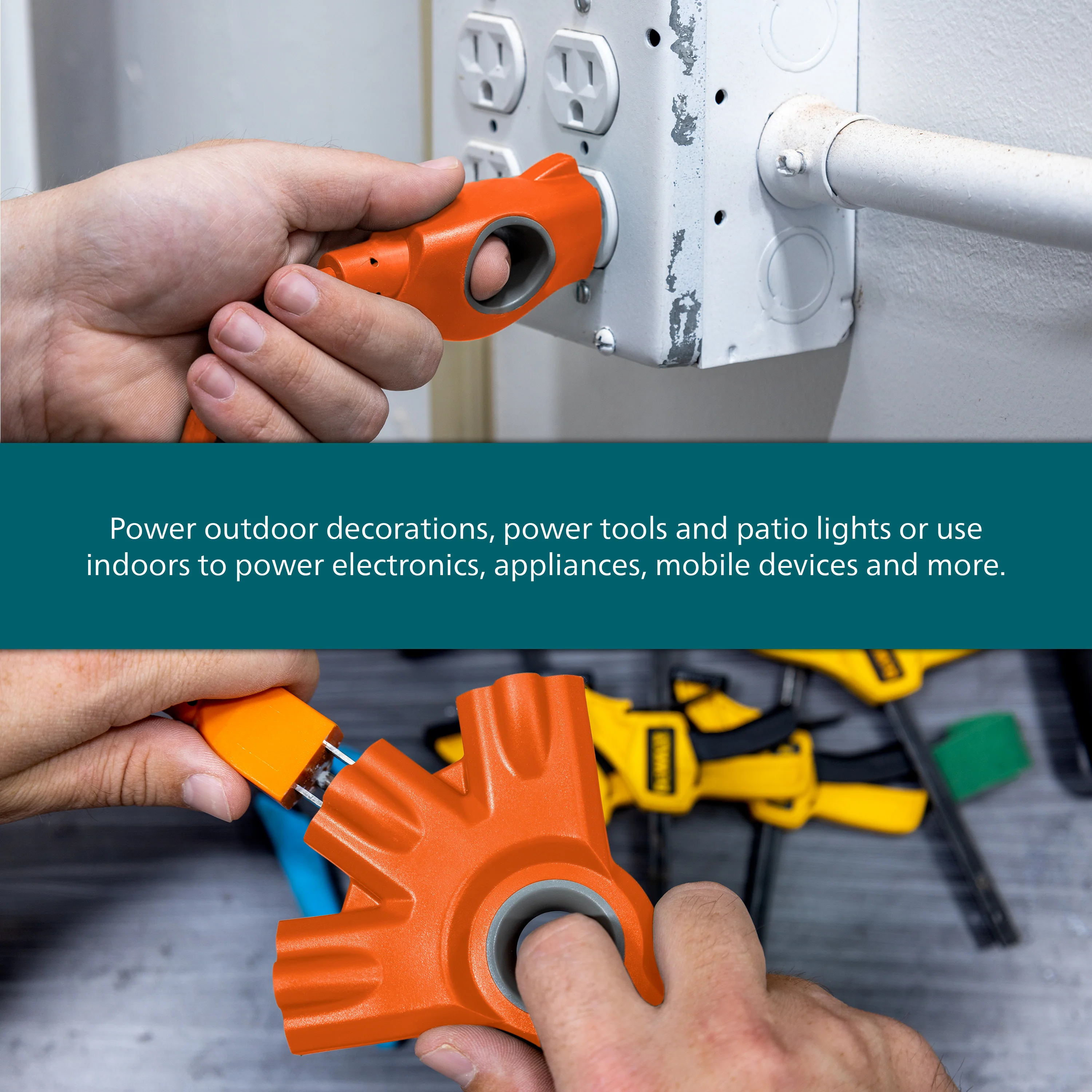 Philips EZGrip™ 3-Outlet 15ft. Indoor/Outdoor Extension Cord, Orange - Image 5