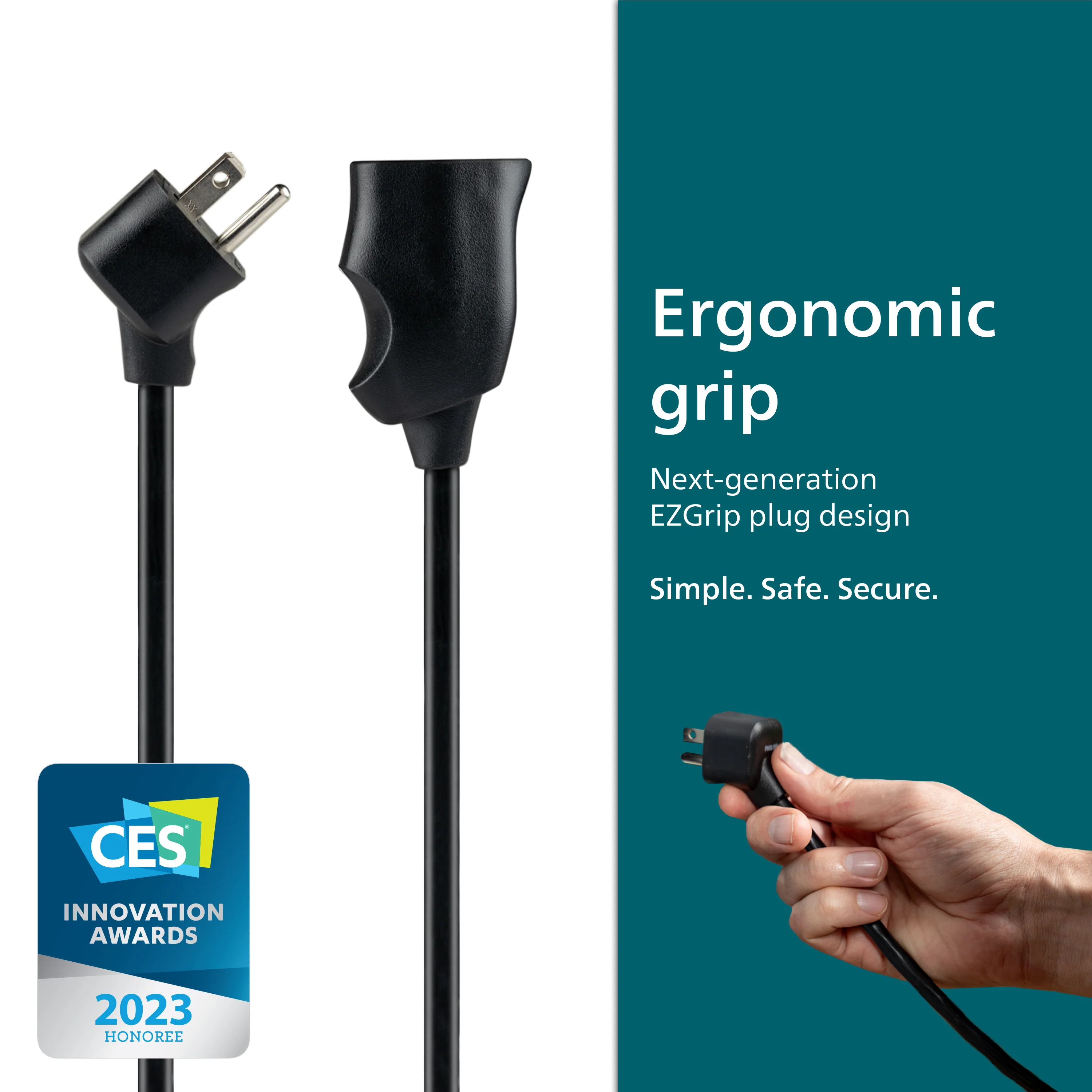 Philips EZGrip 1-Outlet Outdoor Extension Cord, 8 Ft, Black - Image 3