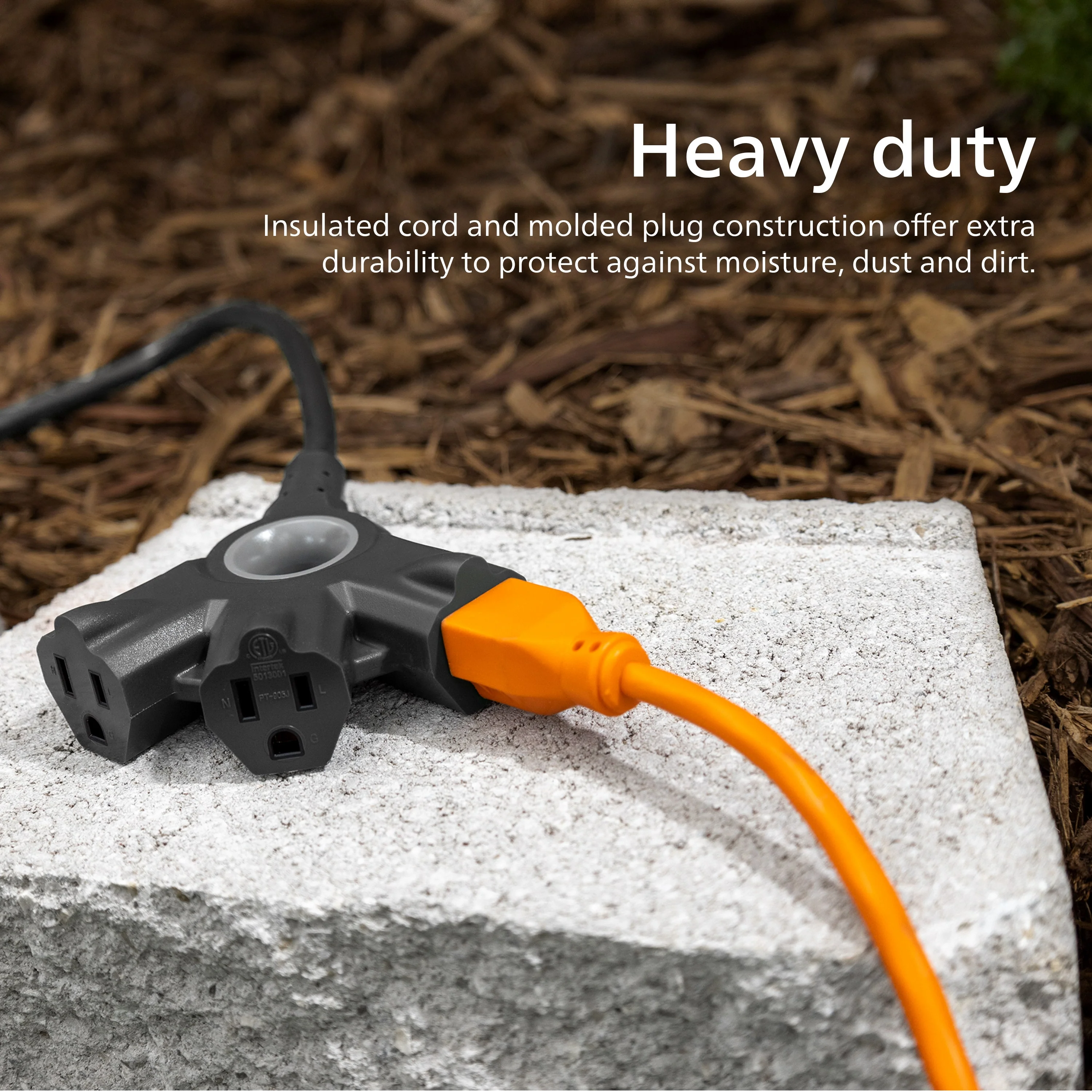 Philips EZGrip™ 3-Outlet 15ft. Indoor/Outdoor Extension Cord, Black - Image 5