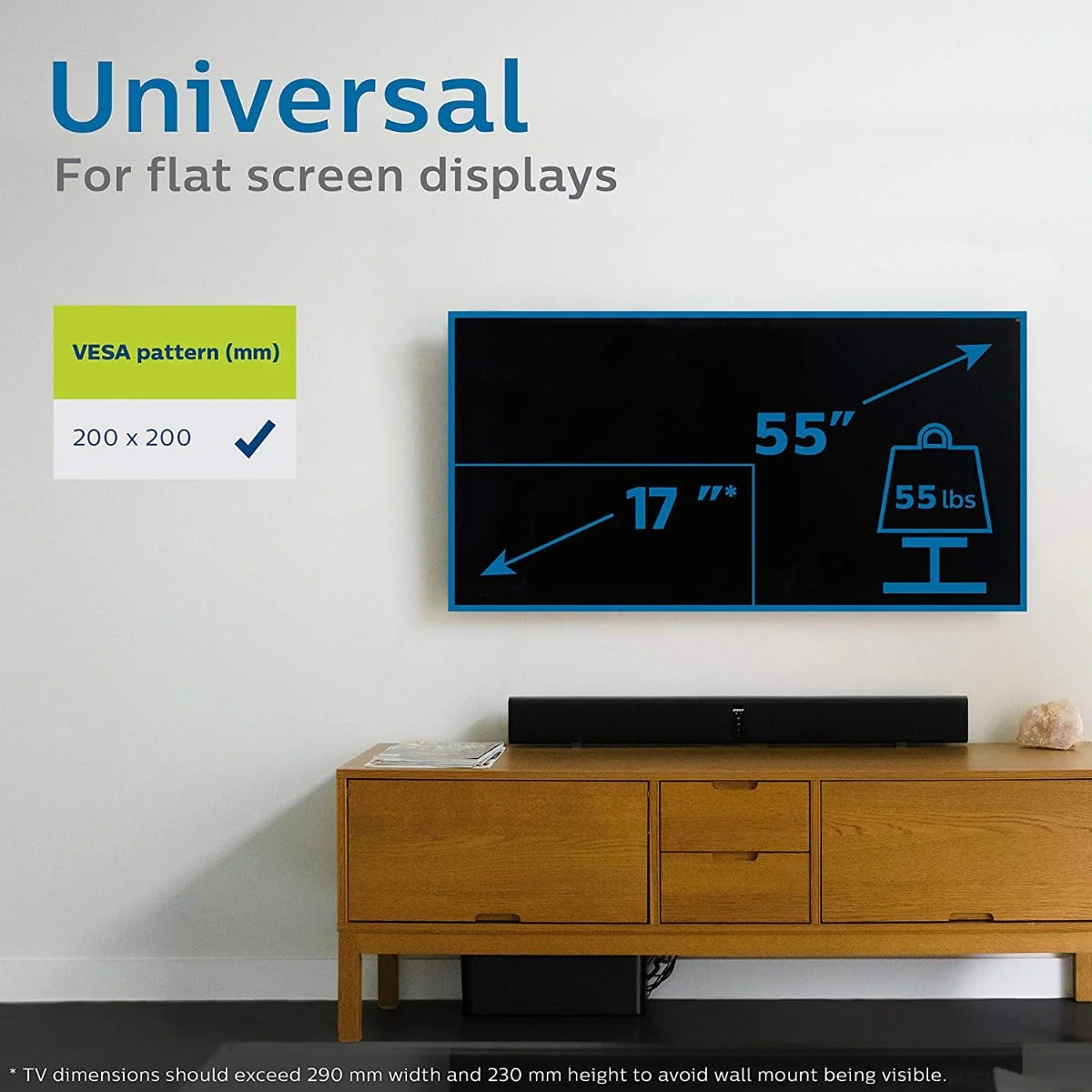 Philips Fixed TV Wall Mount, Up to 55in., Black - Image 6