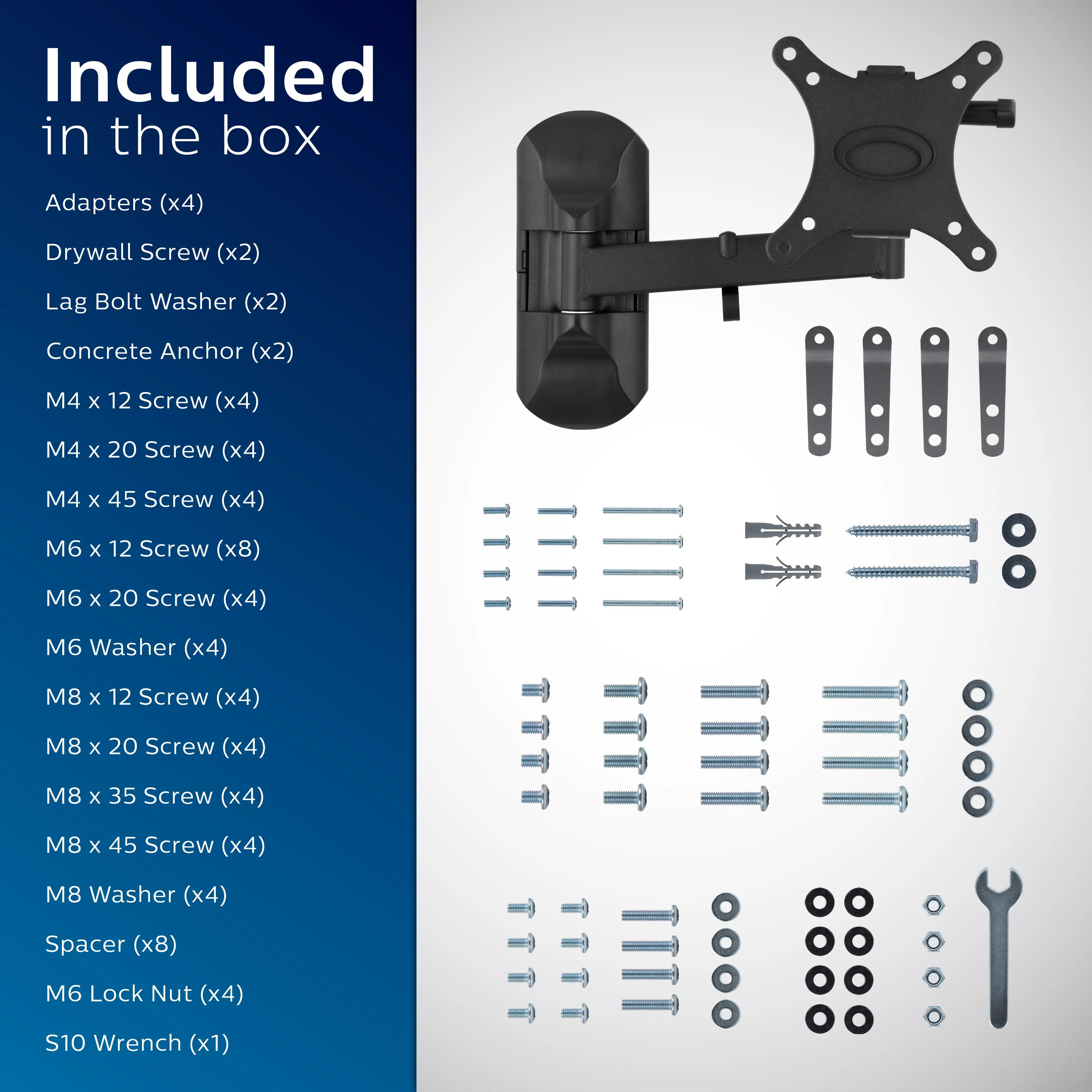 Philips Full-Motion TV Wall Mount, Up to 55in., Black - Image 10