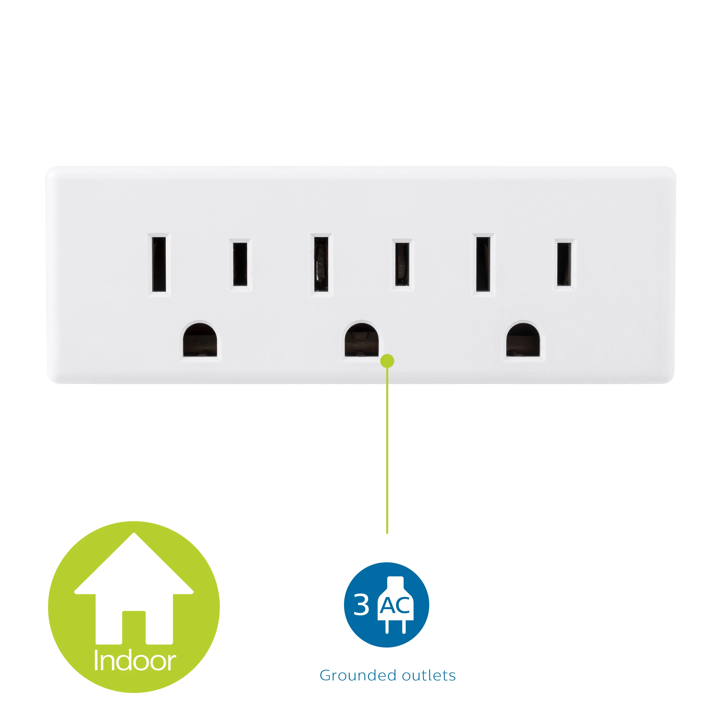 Philips Grounded 3-Outlet Tap, White, 2pk - Image 3