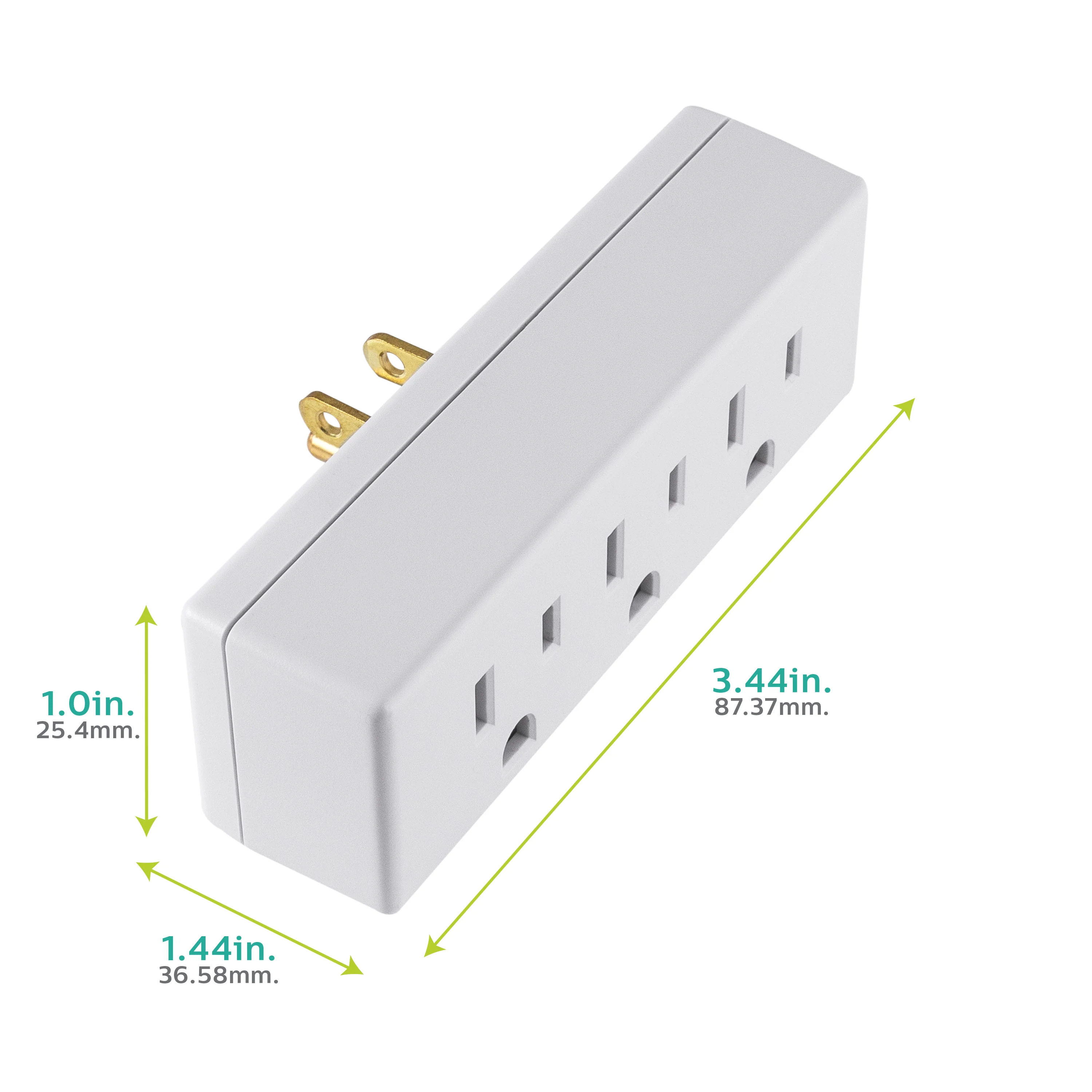 Philips Grounded 3-Outlet Tap, White, 2pk - Image 4