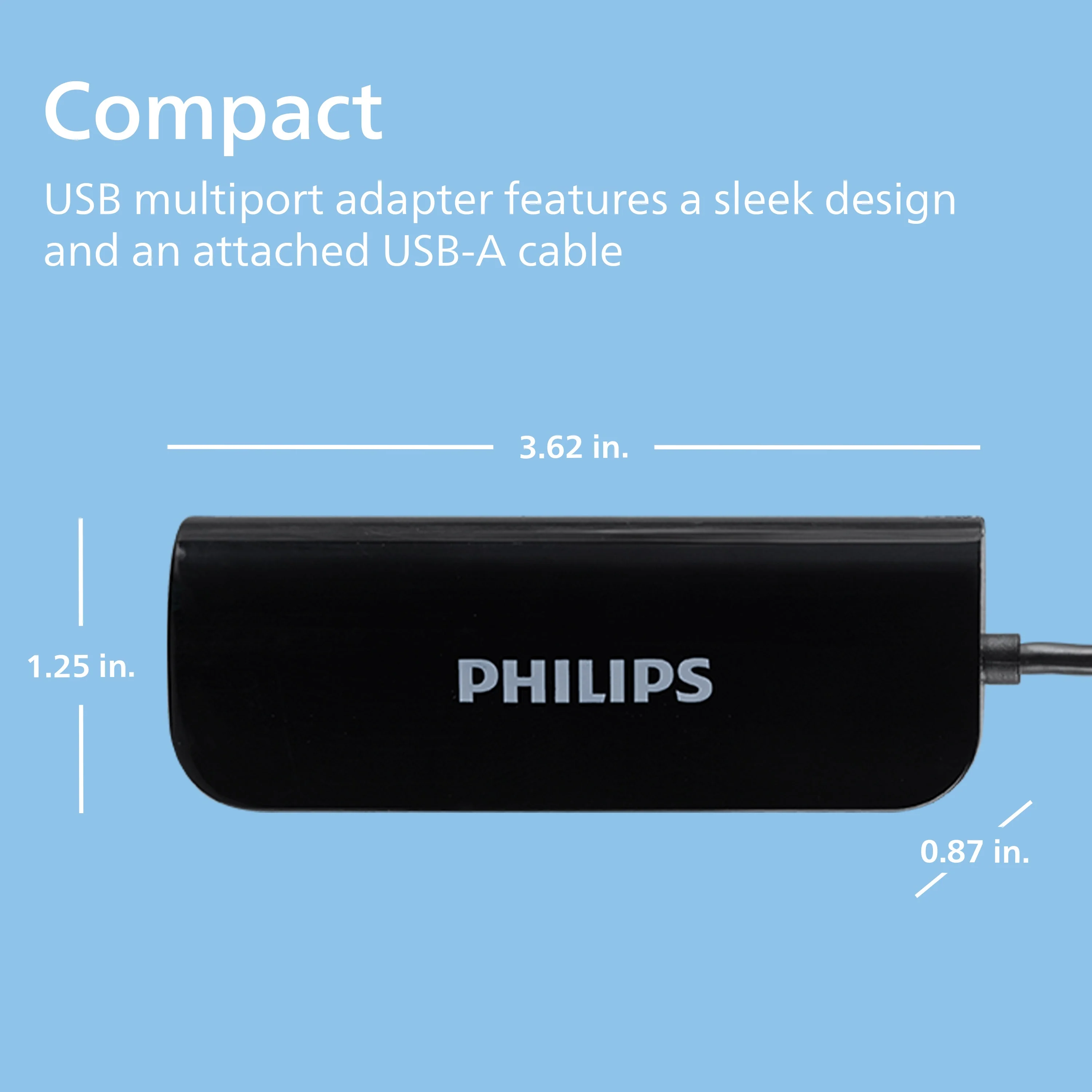 Philips USB-A 4-Port Travel Hub, Black - Image 6