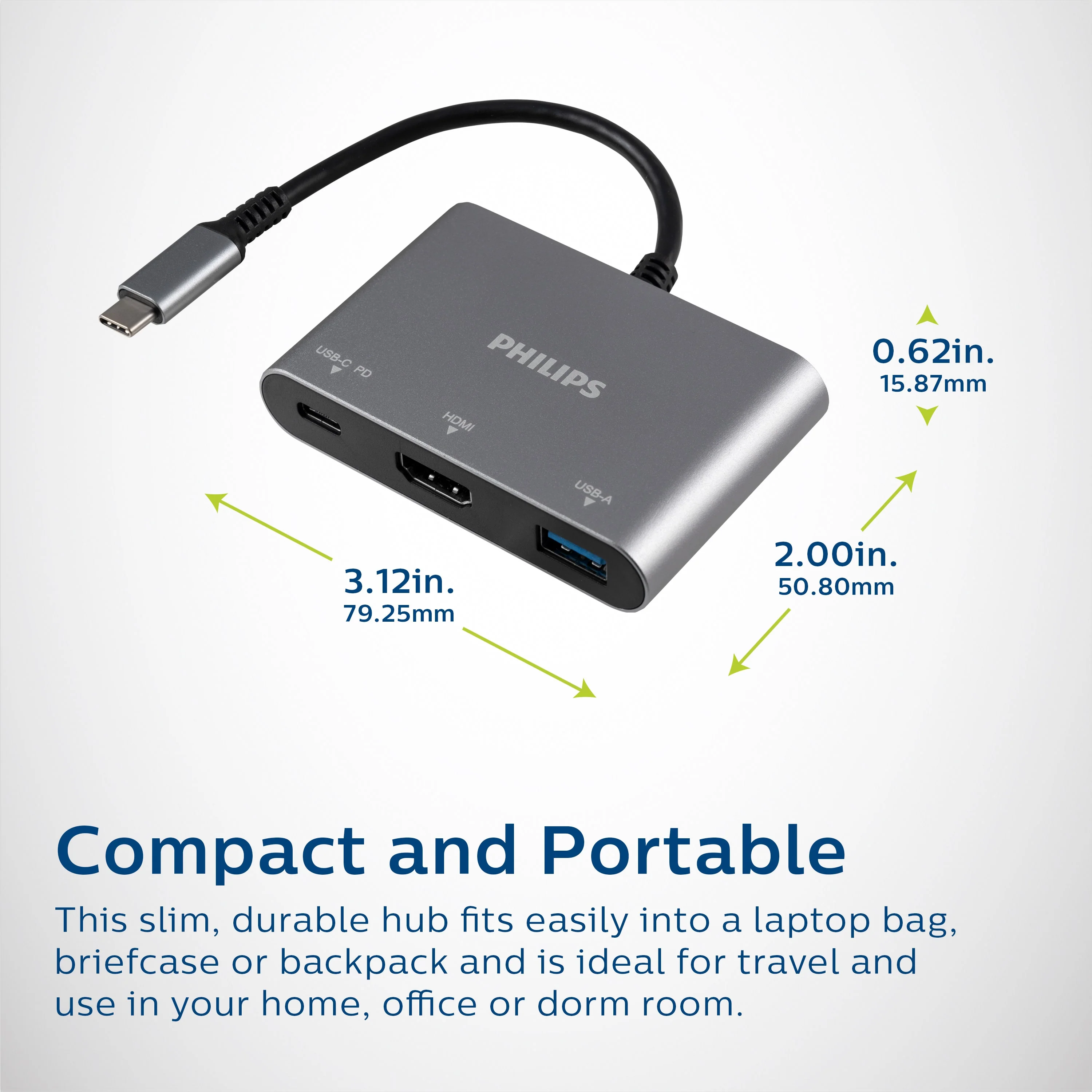 Philips USB-C 3-in-1 Multiport Hub With Power Pass-Through, Silver - Image 5