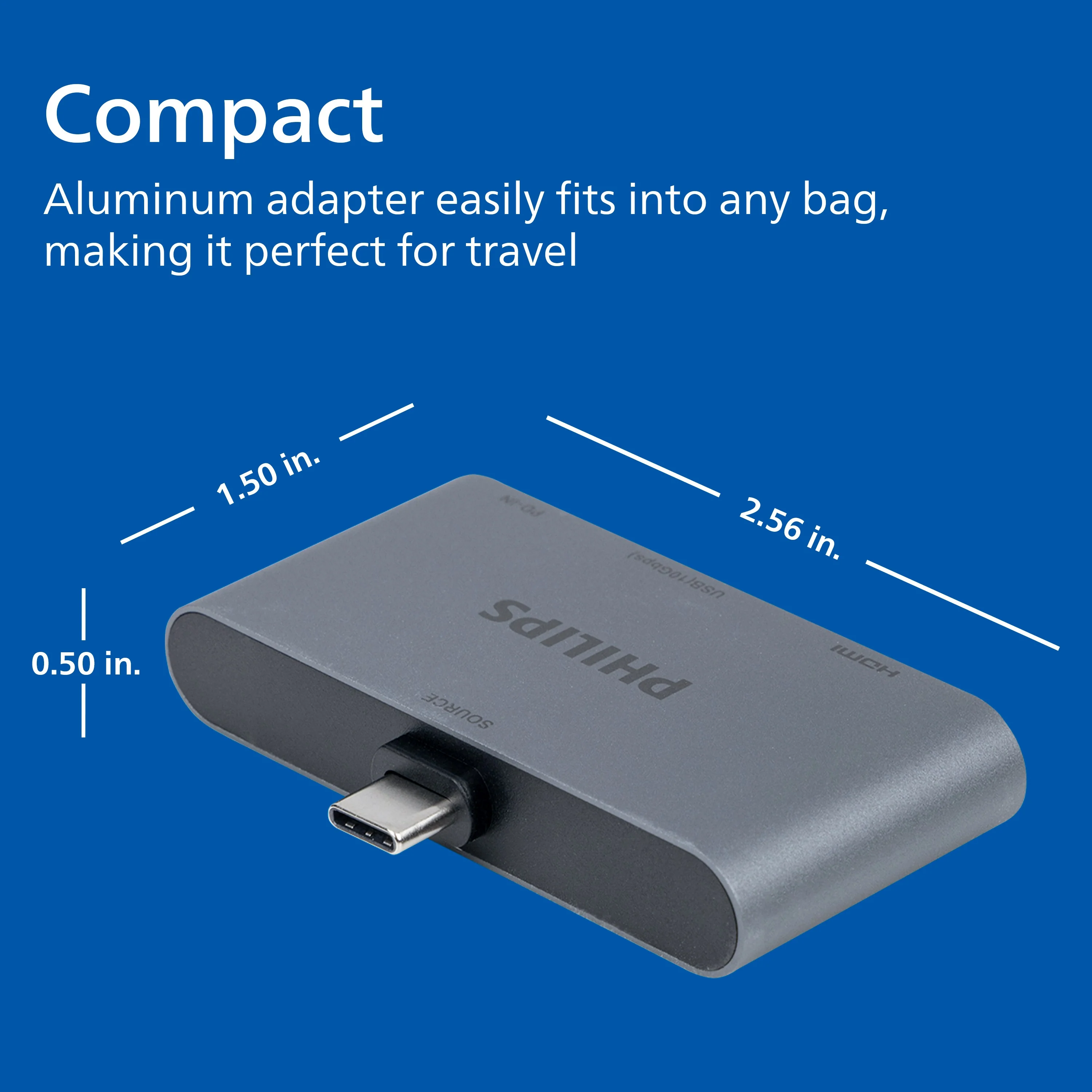 Philips USB-C and HDMI Multiport Hub With Power Pass-Through, Silver - Image 6