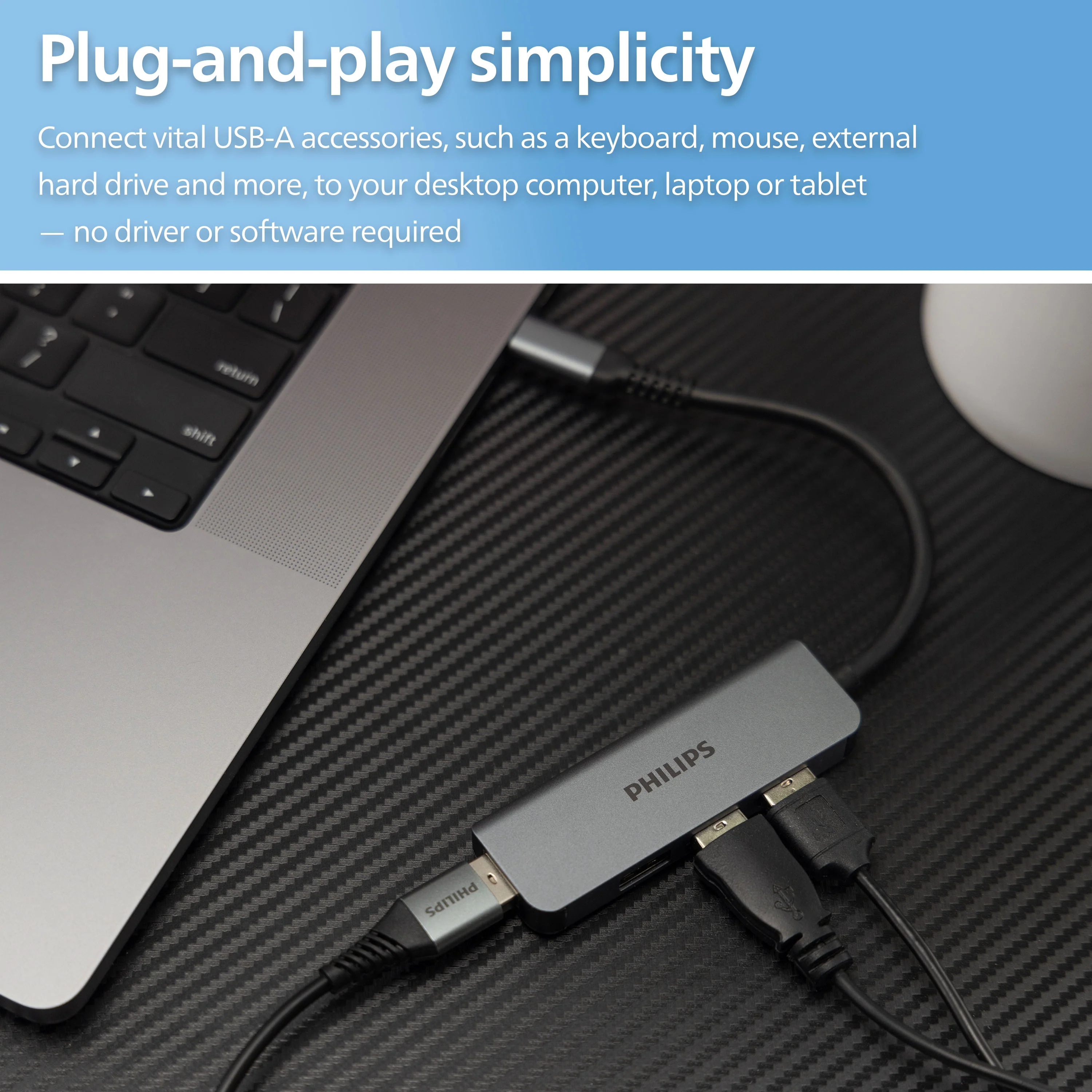 Philips USB-C to USB-A 4-Port Hub, silver, 12pk - Image 3