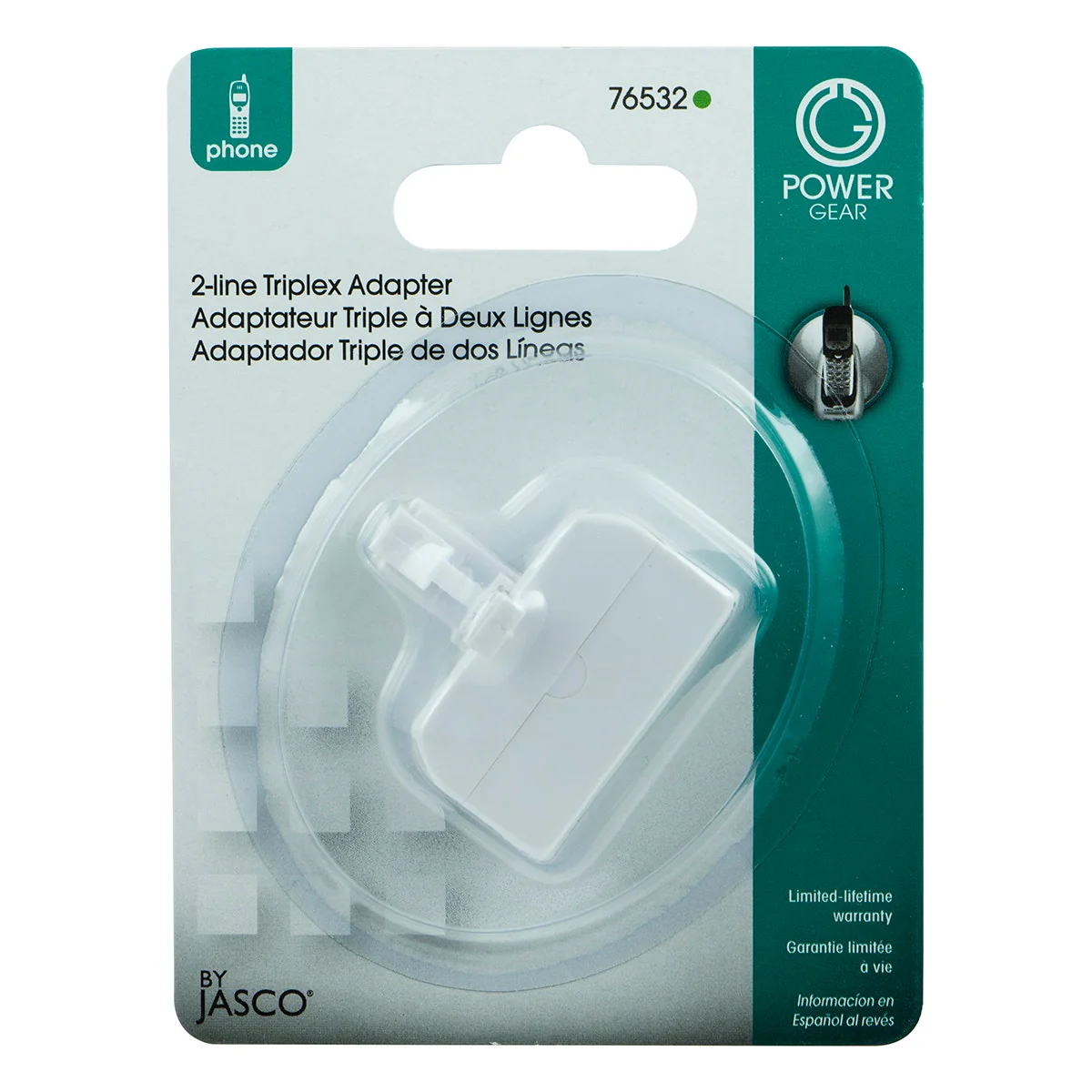 Power Gear 2-Line In-Wall Telephone Triplex Adapter, RJ11, White - Image 6
