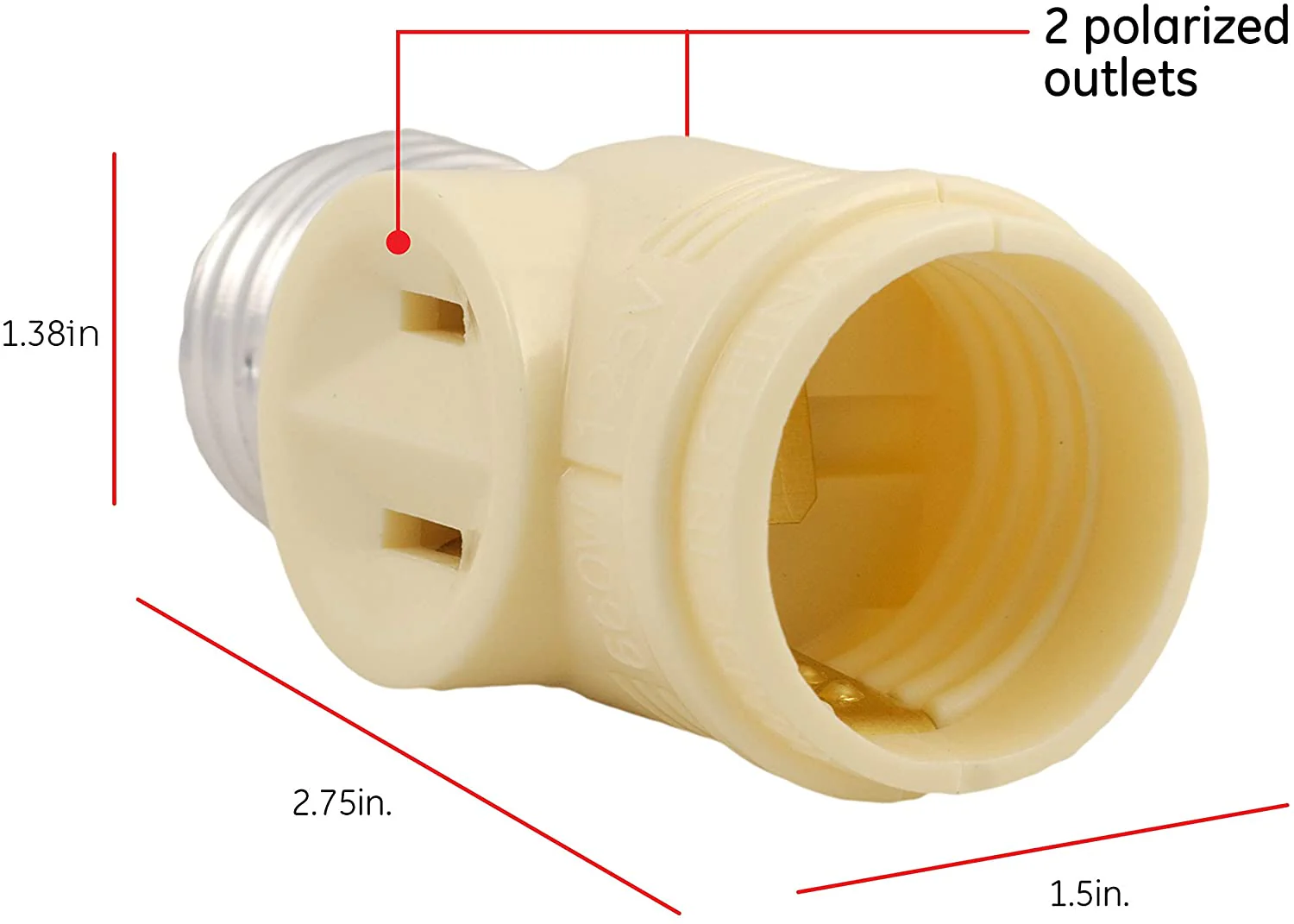Power Gear 2-Outlet Socket Adapter, Ivory - Image 3